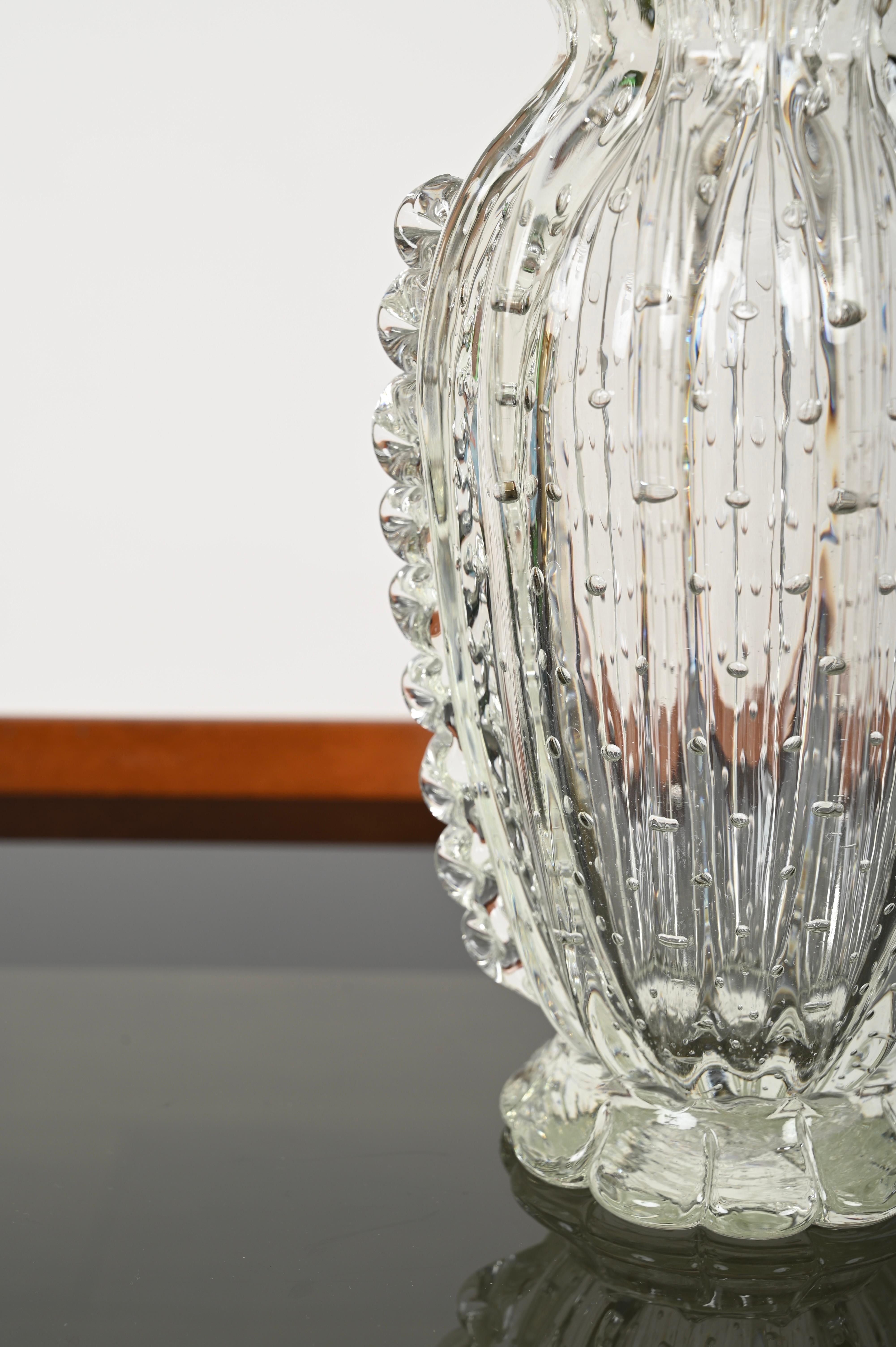 Große mundgeblasene Murano-Blumenvase „Bullicante“ aus geblasenem Glas von Barovier, Italien 1950er Jahre im Zustand „Gut“ im Angebot in Roma, IT