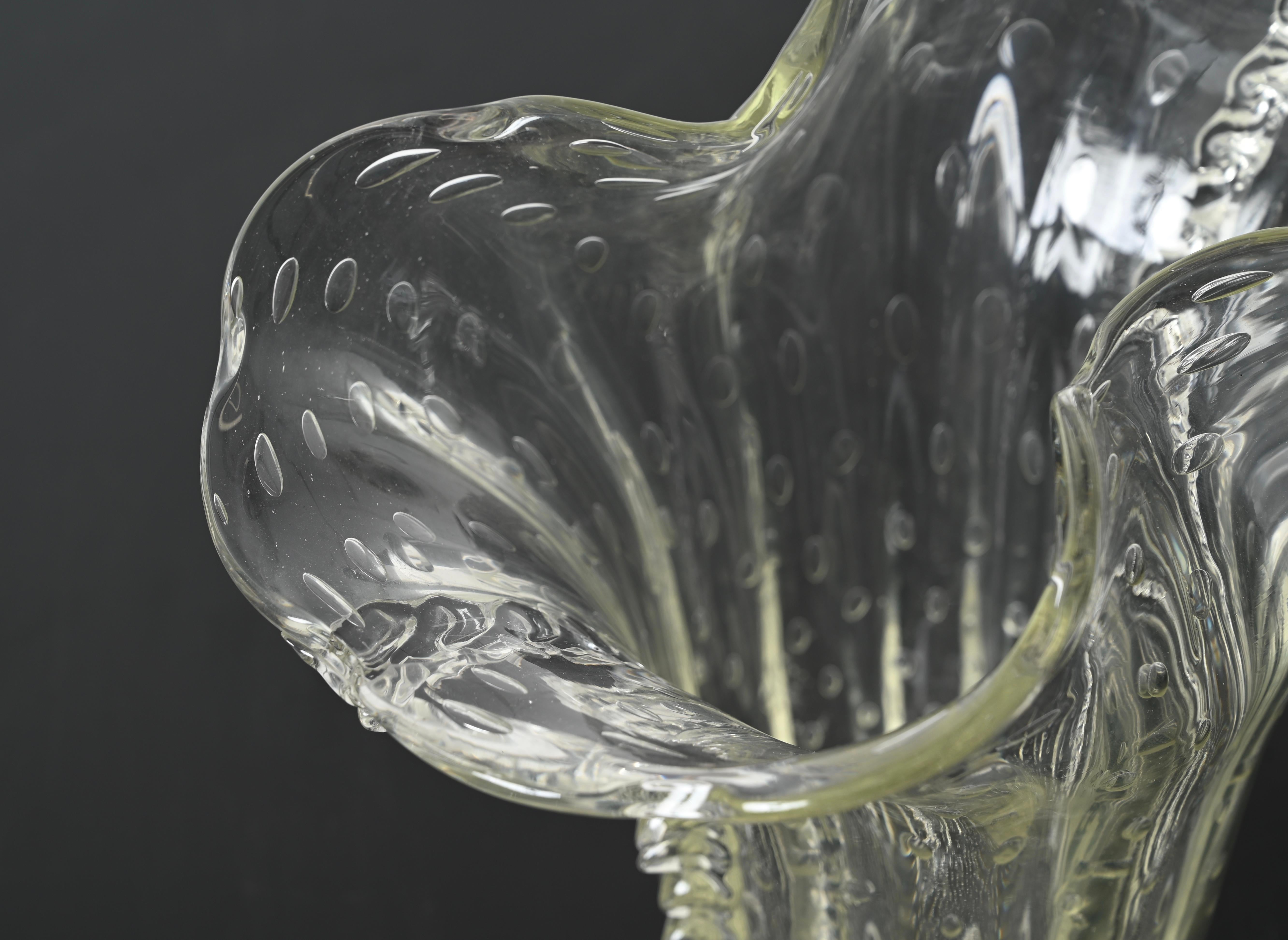 Große mundgeblasene Murano-Blumenvase „Bullicante“ aus geblasenem Glas von Barovier, Italien 1950er Jahre im Angebot 2