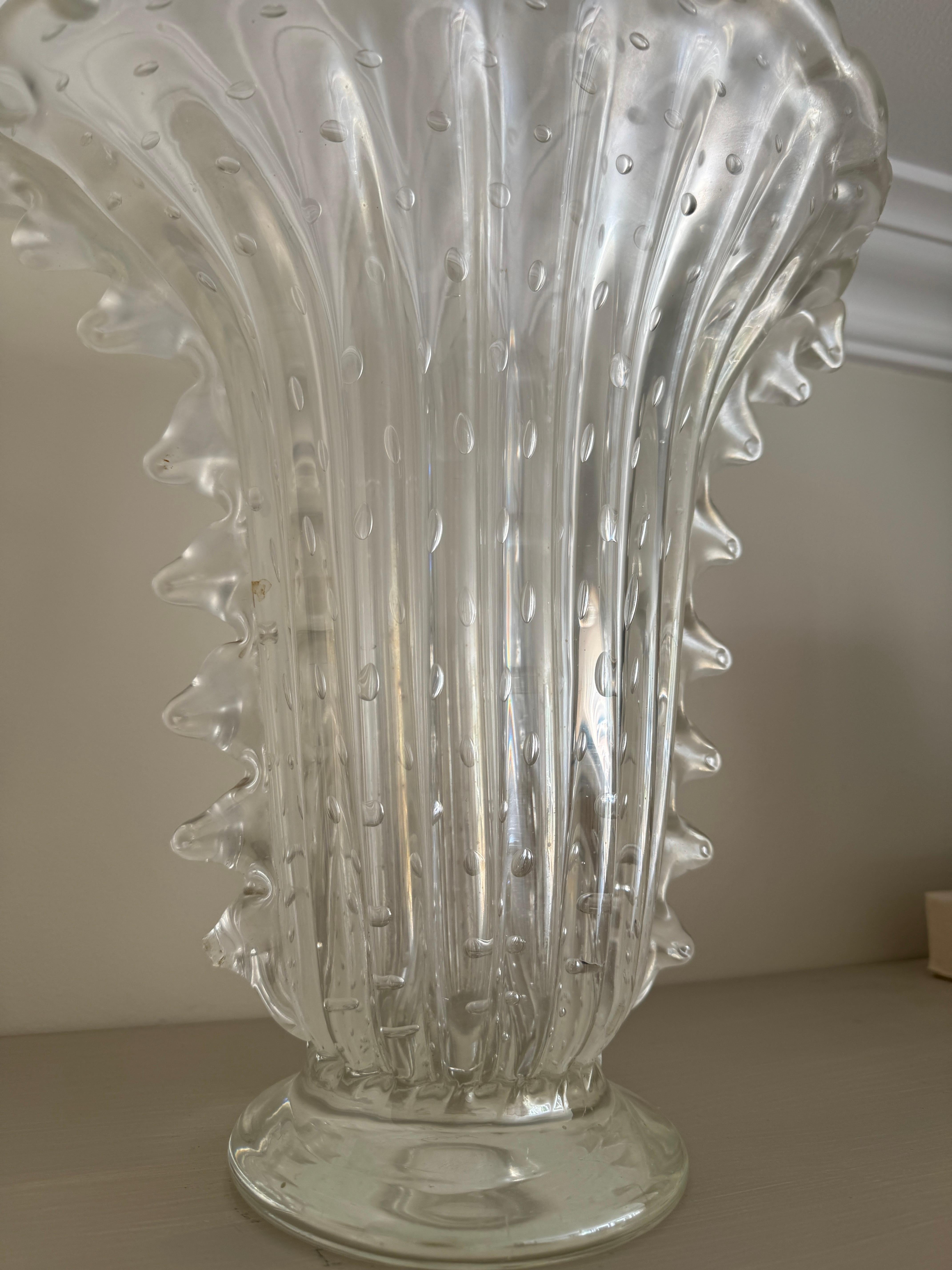 Large Murano Bullicante Vase by Barovier & Toso, c.1940s For Sale 3