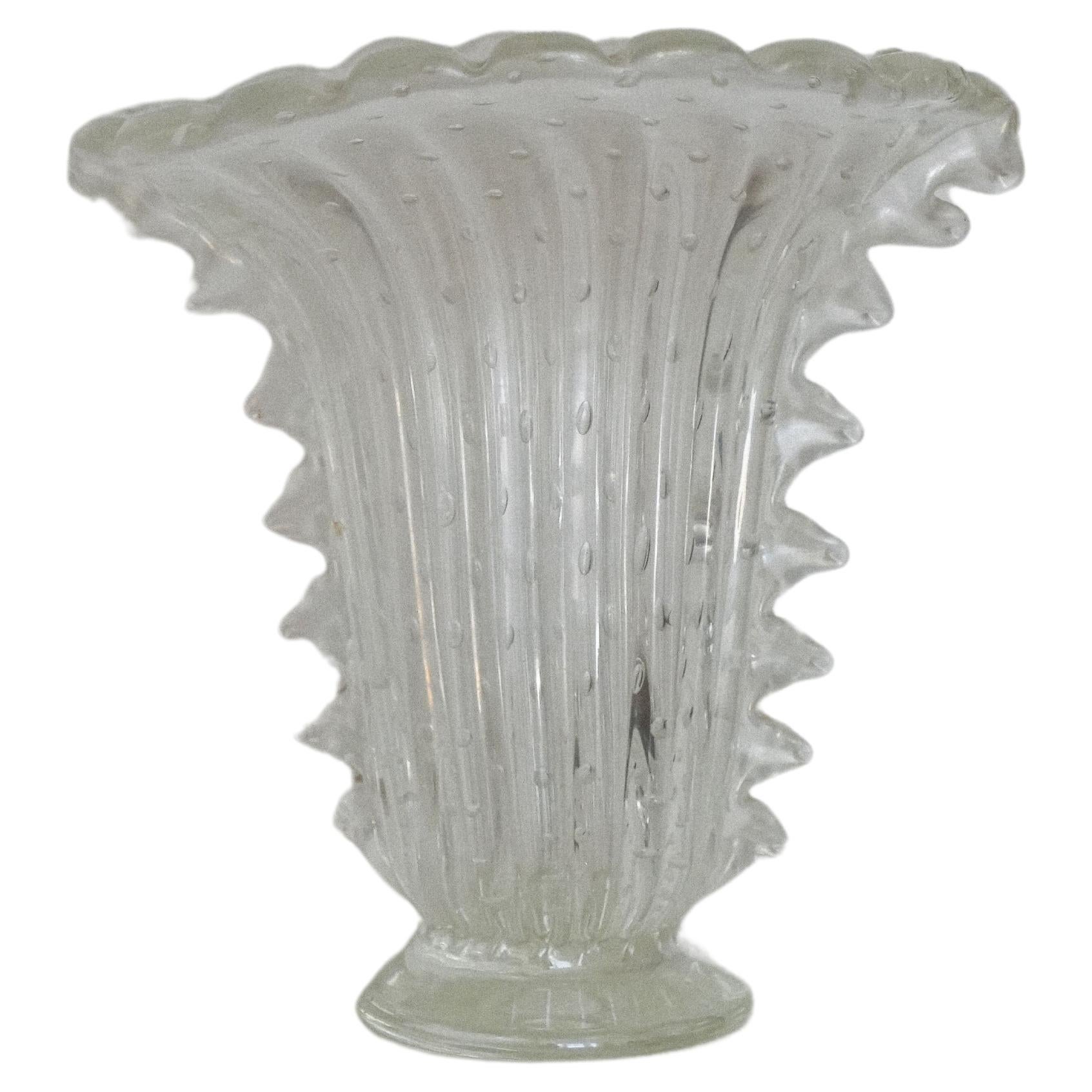 Large Murano Bullicante Vase by Barovier & Toso, c.1940s For Sale