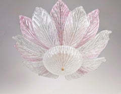 Large Murano Ceiling Lamp in Pink and White Glass, Italy, 1970s