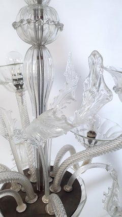 Grand lustre de Murano en verre transparent, années 1940
