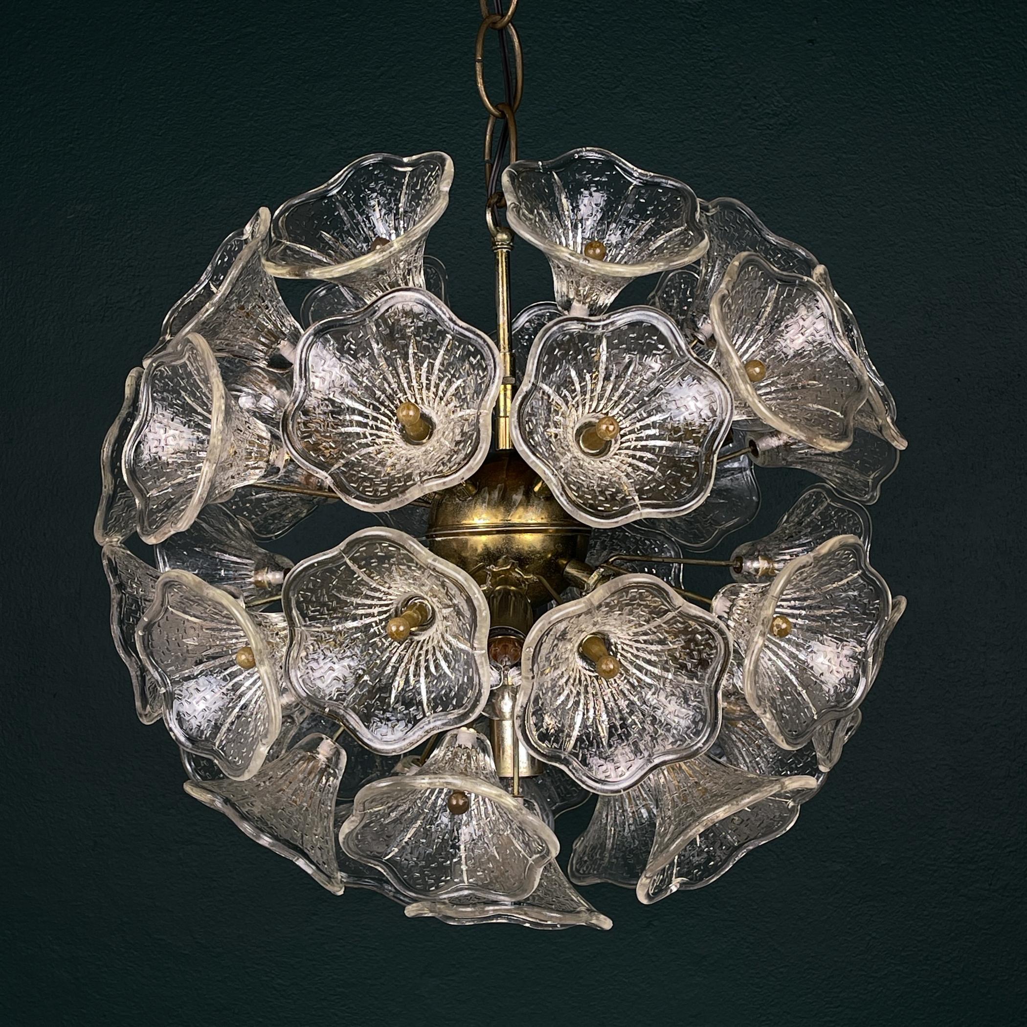Gran araña de Murano Flower Sputnik de Paolo Venini para VeArt, Italia, años 60 en venta 5