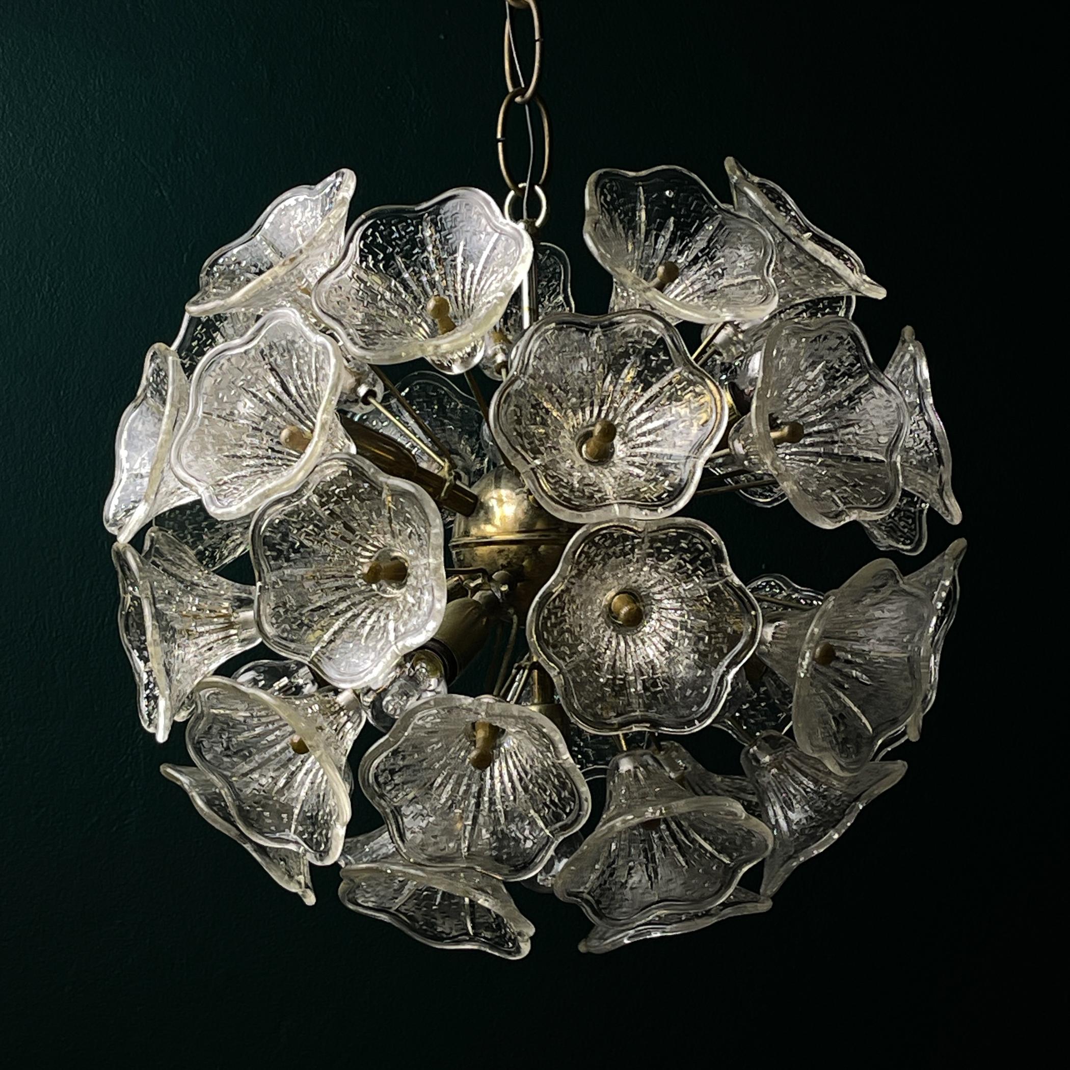 Gran araña de Murano Flower Sputnik de Paolo Venini para VeArt, Italia, años 60 en venta 6