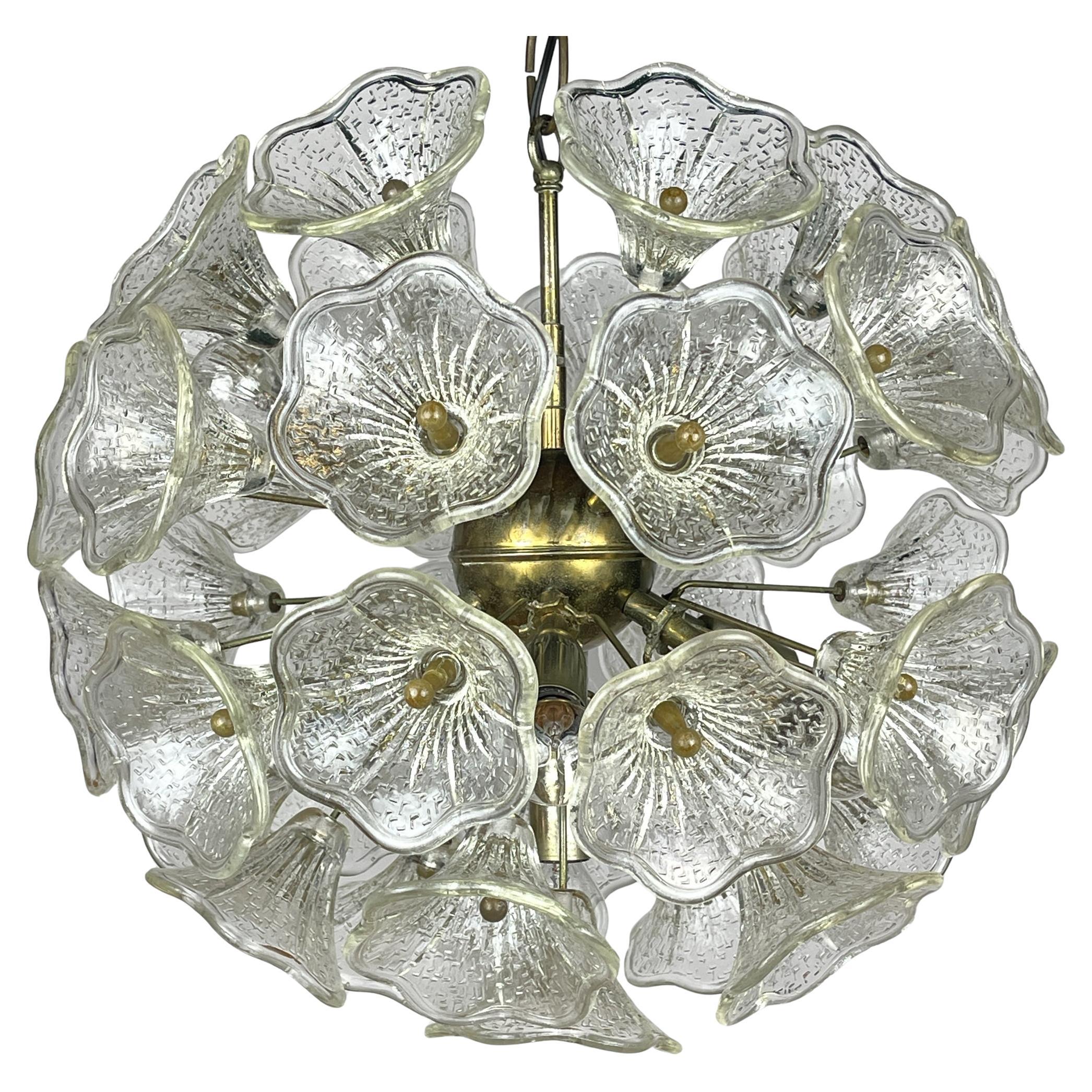 Large Murano chandelier Flower Sputnik by Paolo Venini for VeArt, Italy, 1960s