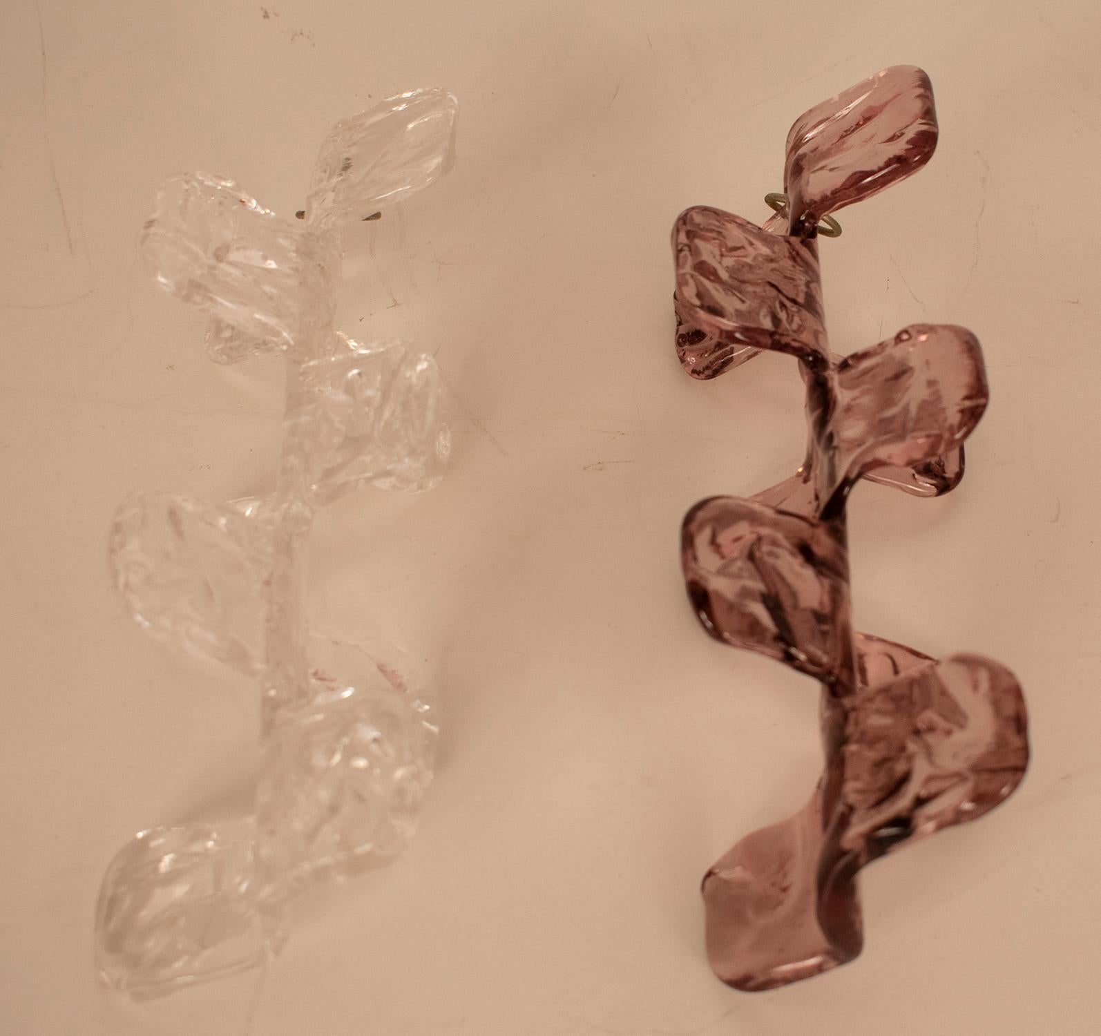 Grande lampadario di Murano in vetro trasparente e rosa lilla, attribuito a Carlo Nason in vendita 3