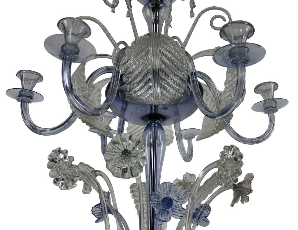 Large Murano Chandelier in Pale Blue Glass 1