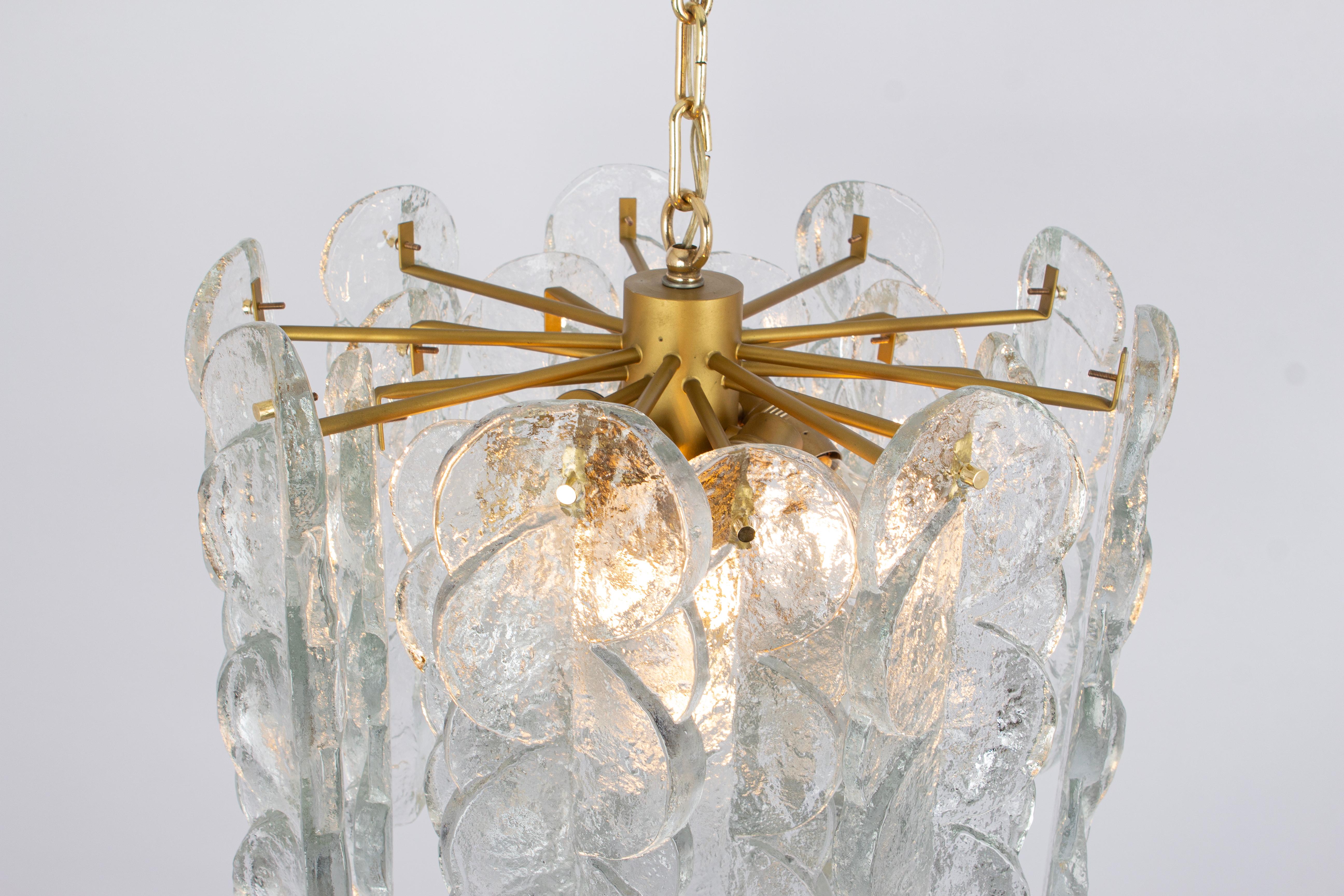 Large Murano Citrus Clear Glass Chandelier by Kalmar, Austria, 1970s In Excellent Condition For Sale In Aachen, NRW