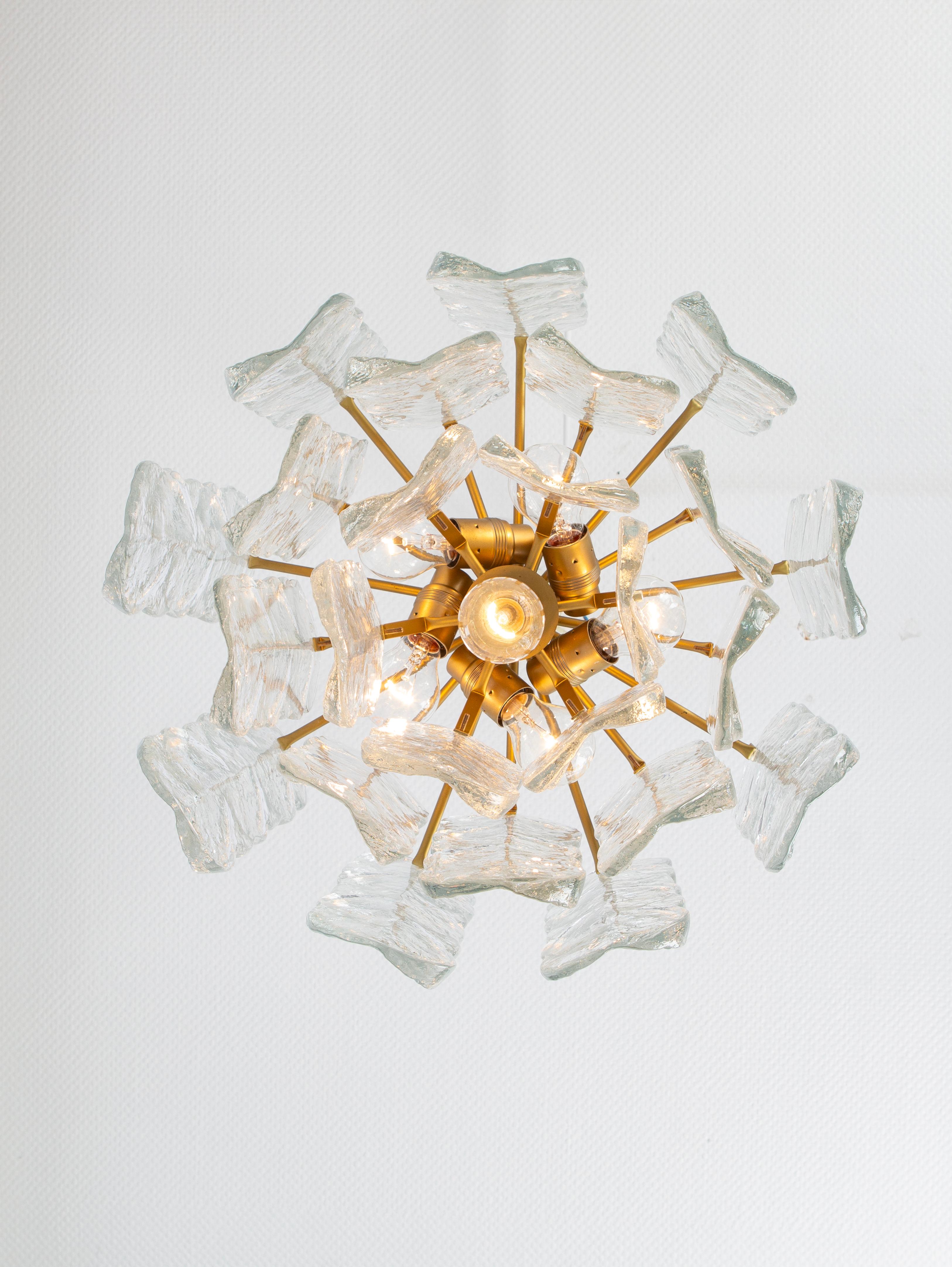 Late 20th Century Large Murano Citrus Clear Glass Chandelier by Kalmar, Austria, 1970s For Sale