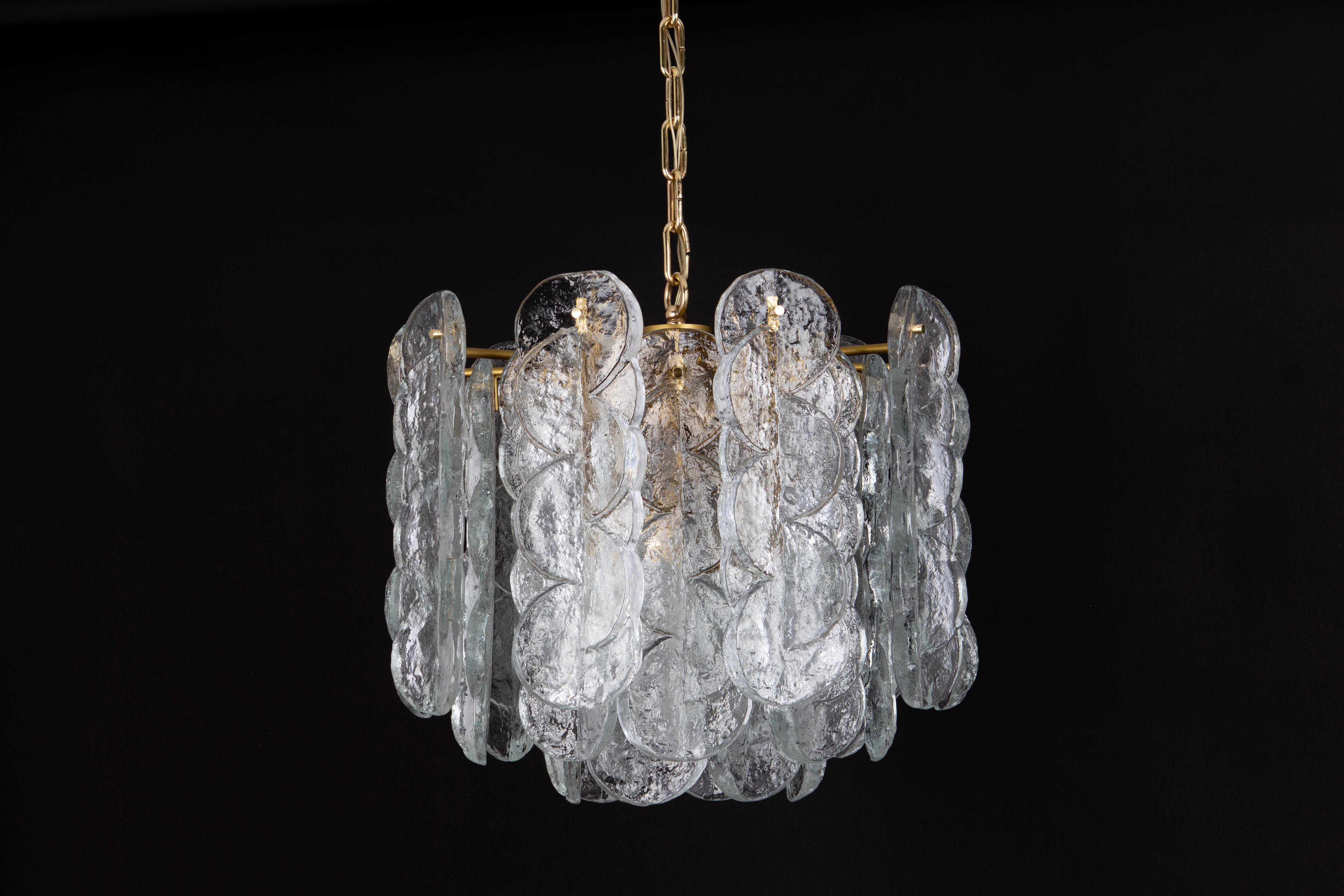 Murano Glass Large Murano Citrus Clear Glass Chandelier by Kalmar, Austria, 1970s For Sale