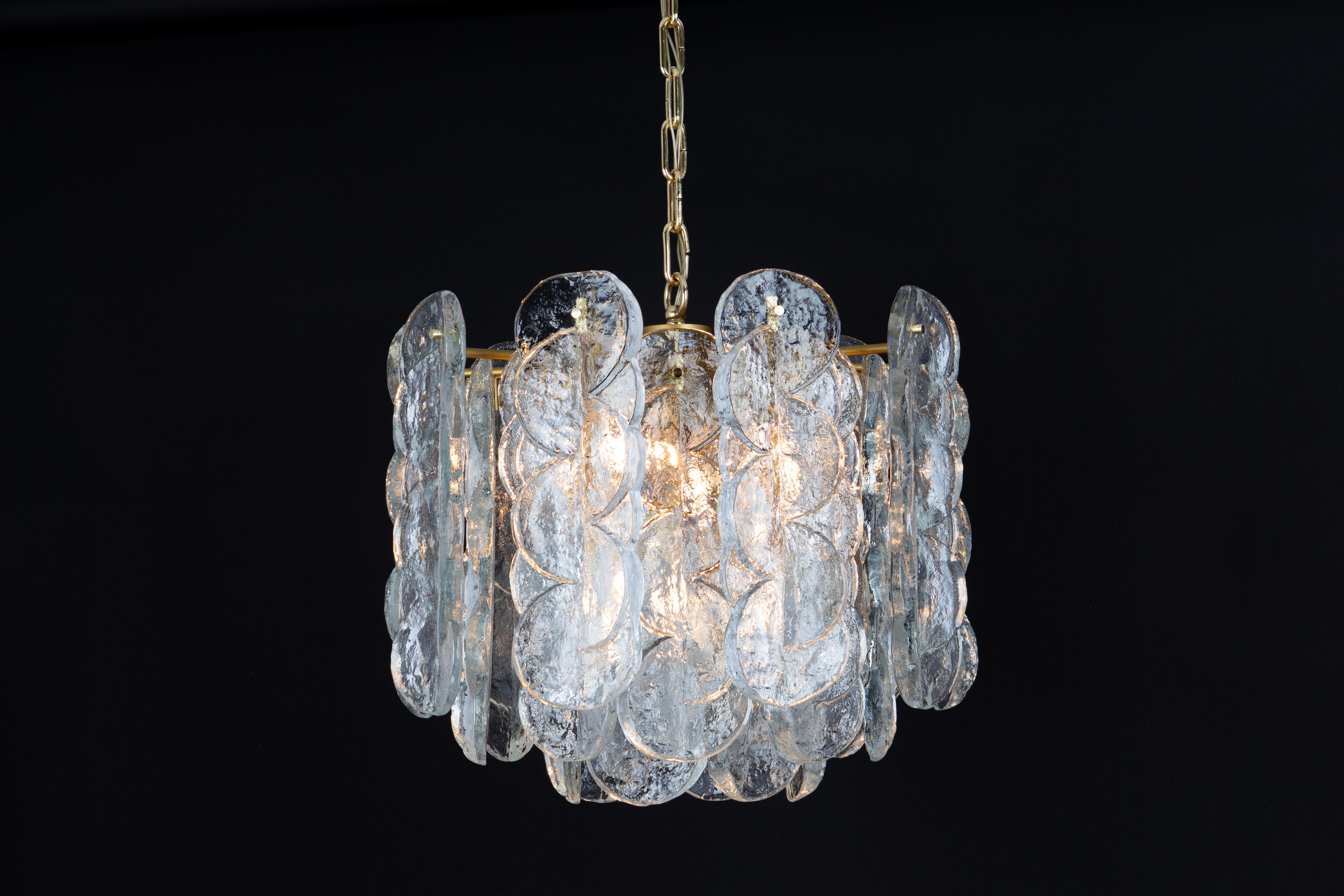 Large Murano Citrus Clear Glass Chandelier by Kalmar, Austria, 1970s For Sale 1