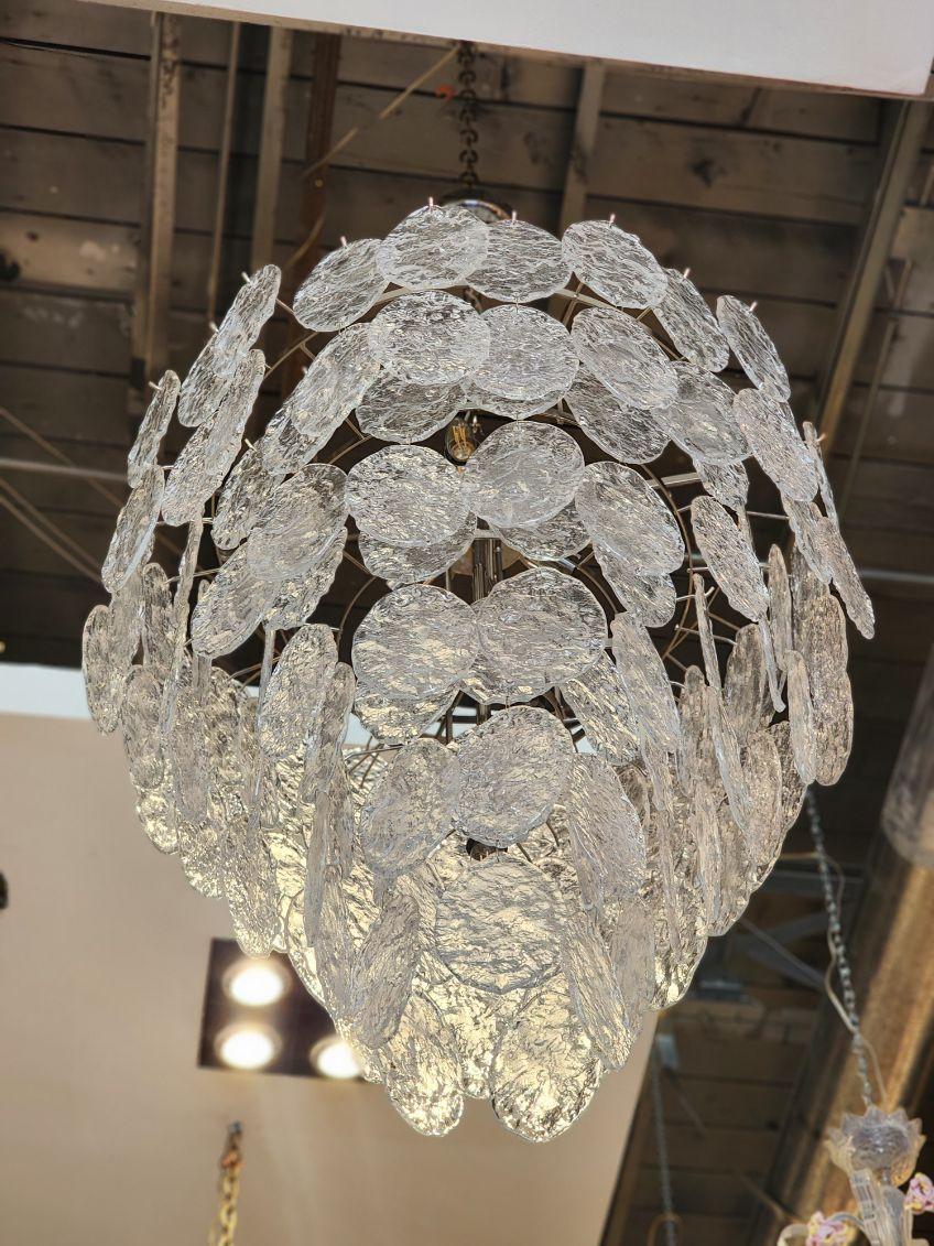 Mid-Century Modern Large Murano Clear Glass Murano Chandelier  Multi-Tiered For Sale
