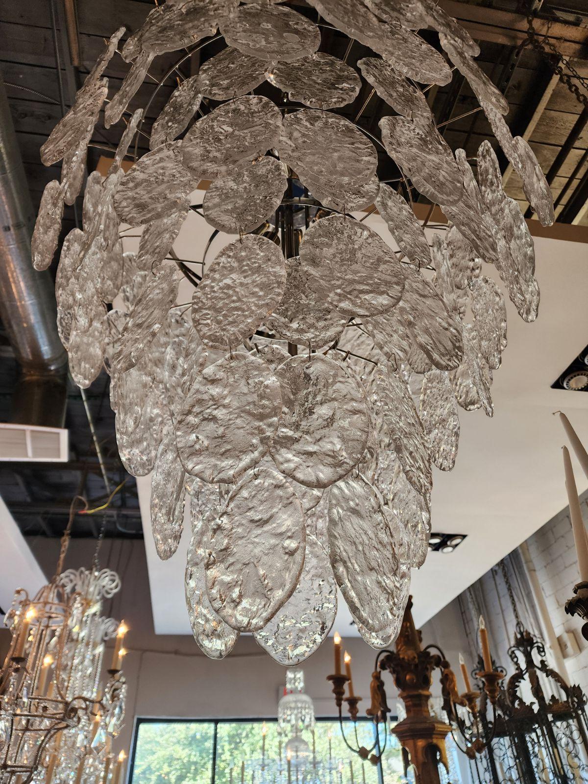 Italian Large Murano Clear Glass Murano Chandelier  Multi-Tiered For Sale