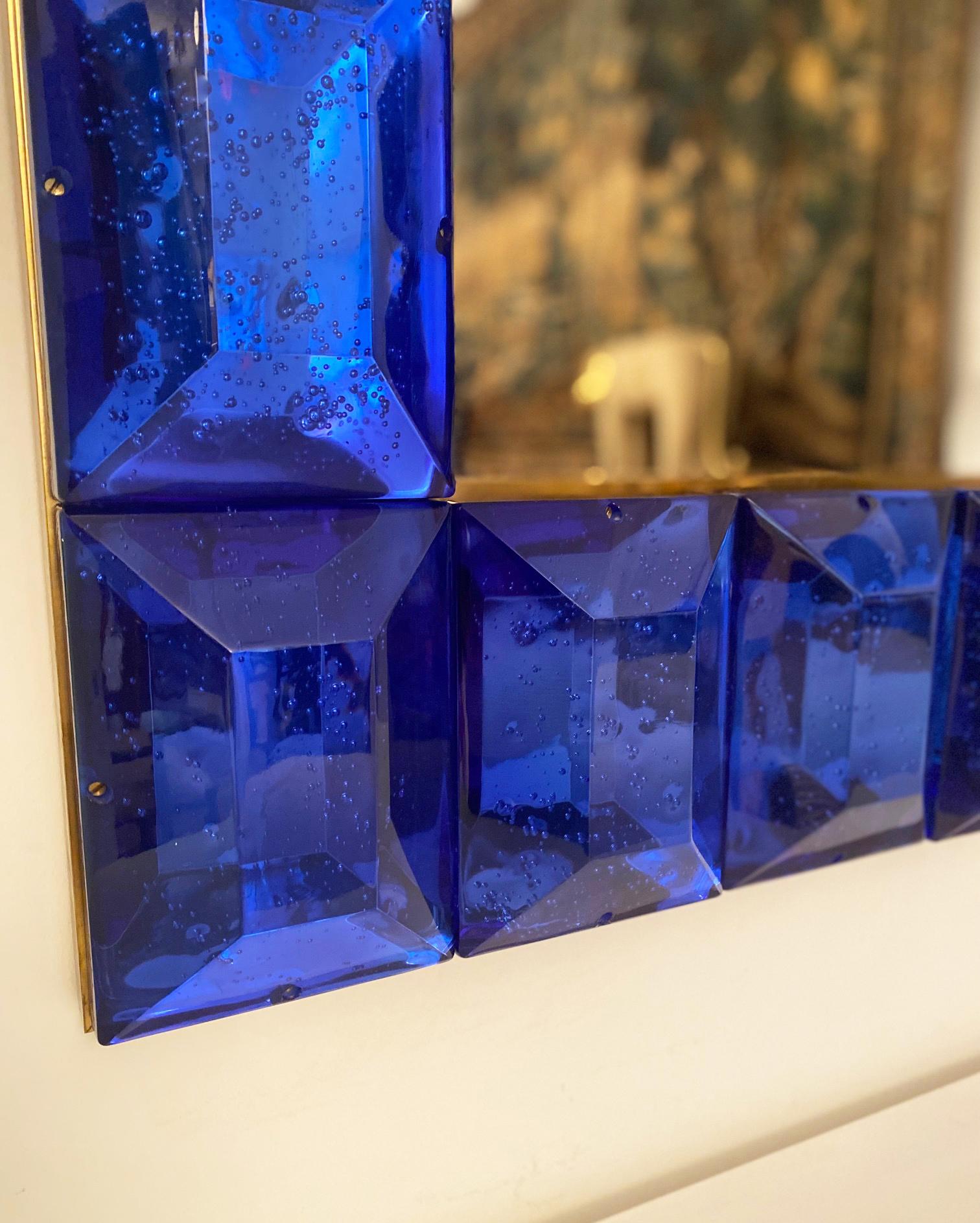 Mid-Century Modern Large Murano Cobalt Blue Glass Diamond Pattern, in Stock For Sale