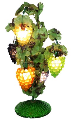 Large Murano Colorful Grape and Leaf Art Glass Floor or Table Lamp