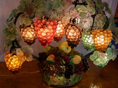 Large Murano Colorful Grape and Leaf Glass Table Lamp