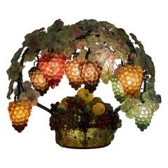 Large Murano Colorful Grape and Leaf Glass Table Lamp