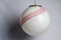 Large Murano Crystal Glass Globe Pendant, Italy, 1980s