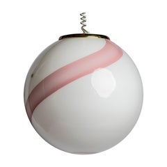 Large Murano Crystal Glass Globe Pendant, Italy, 1980s