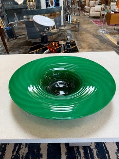 Large Murano Emerald Green Art Glass Centerpiece Bowl