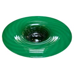 Large Murano Emerald Green Art Glass Centerpiece Bowl