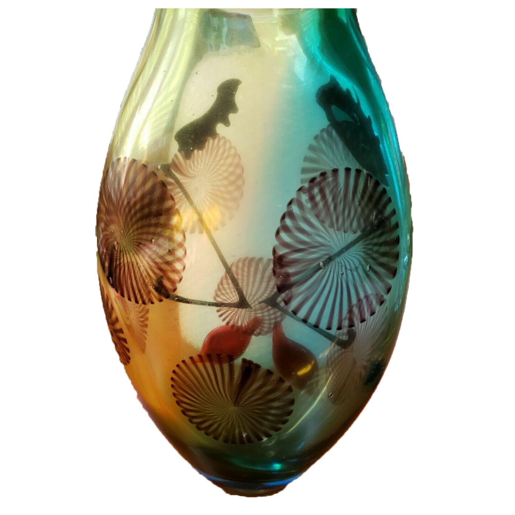 Große Murano Gesicht und abstrakte Designs Picasso-Stil Kunstglas Vase Estate Find (Handgefertigt) im Angebot