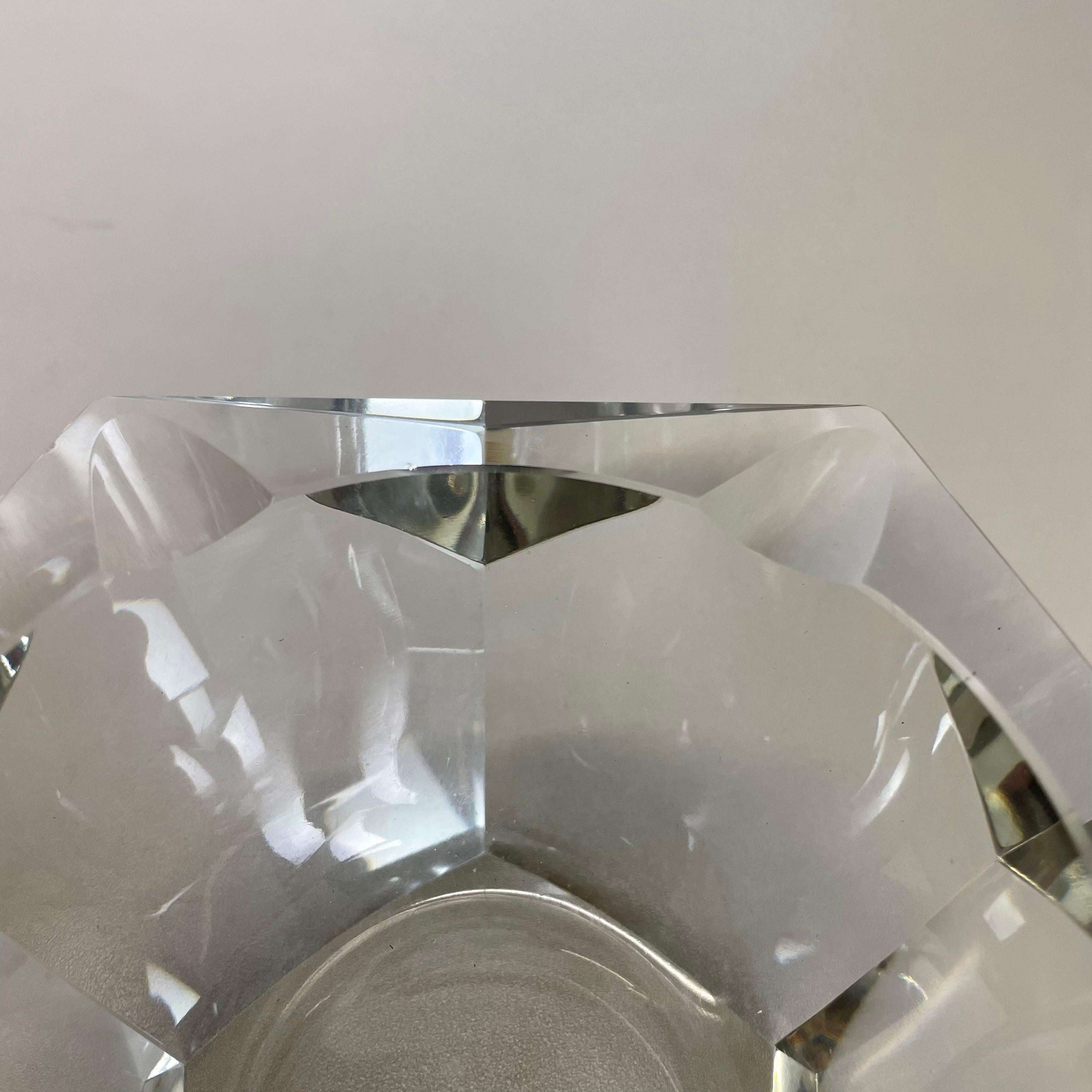 Large Murano Faceted Diamond Lucid Bowl Ashtray Element, Italy, 1970s For Sale 3
