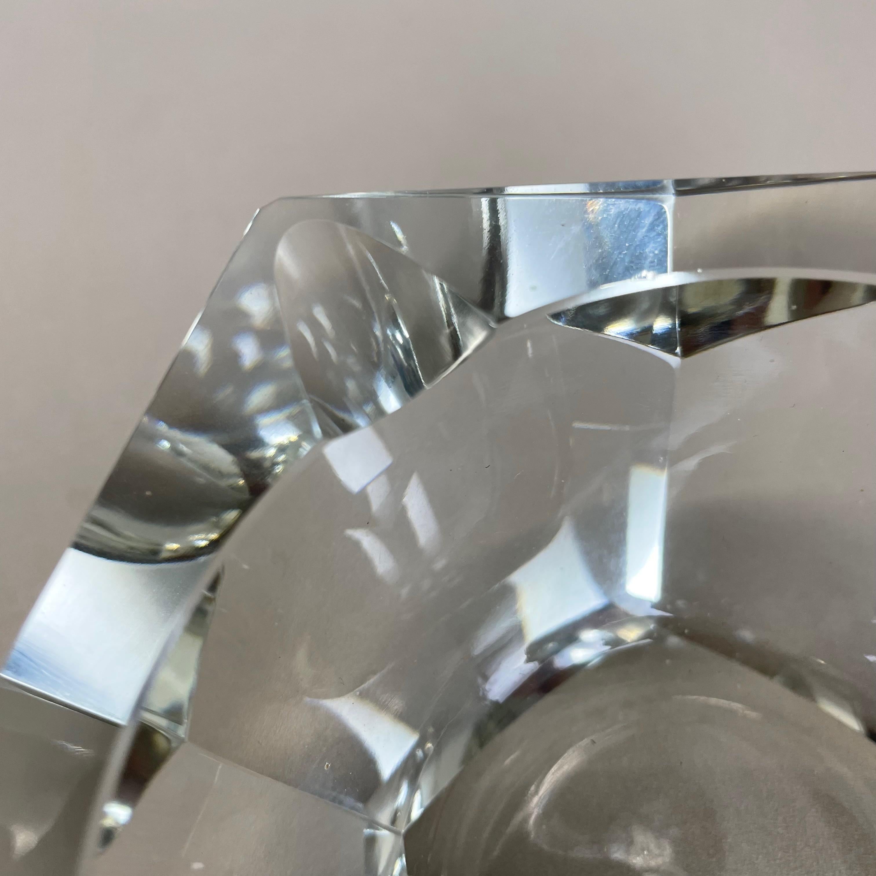 Large Murano Faceted Diamond Lucid Bowl Ashtray Element, Italy, 1970s For Sale 7