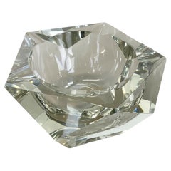 Antique Large Murano Faceted Diamond Lucid Bowl Ashtray Element, Italy, 1970s