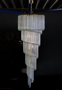 Grand lustre en spirale en verre de Murano Filigrana - Opulence italienne du milieu du siècle dernier
