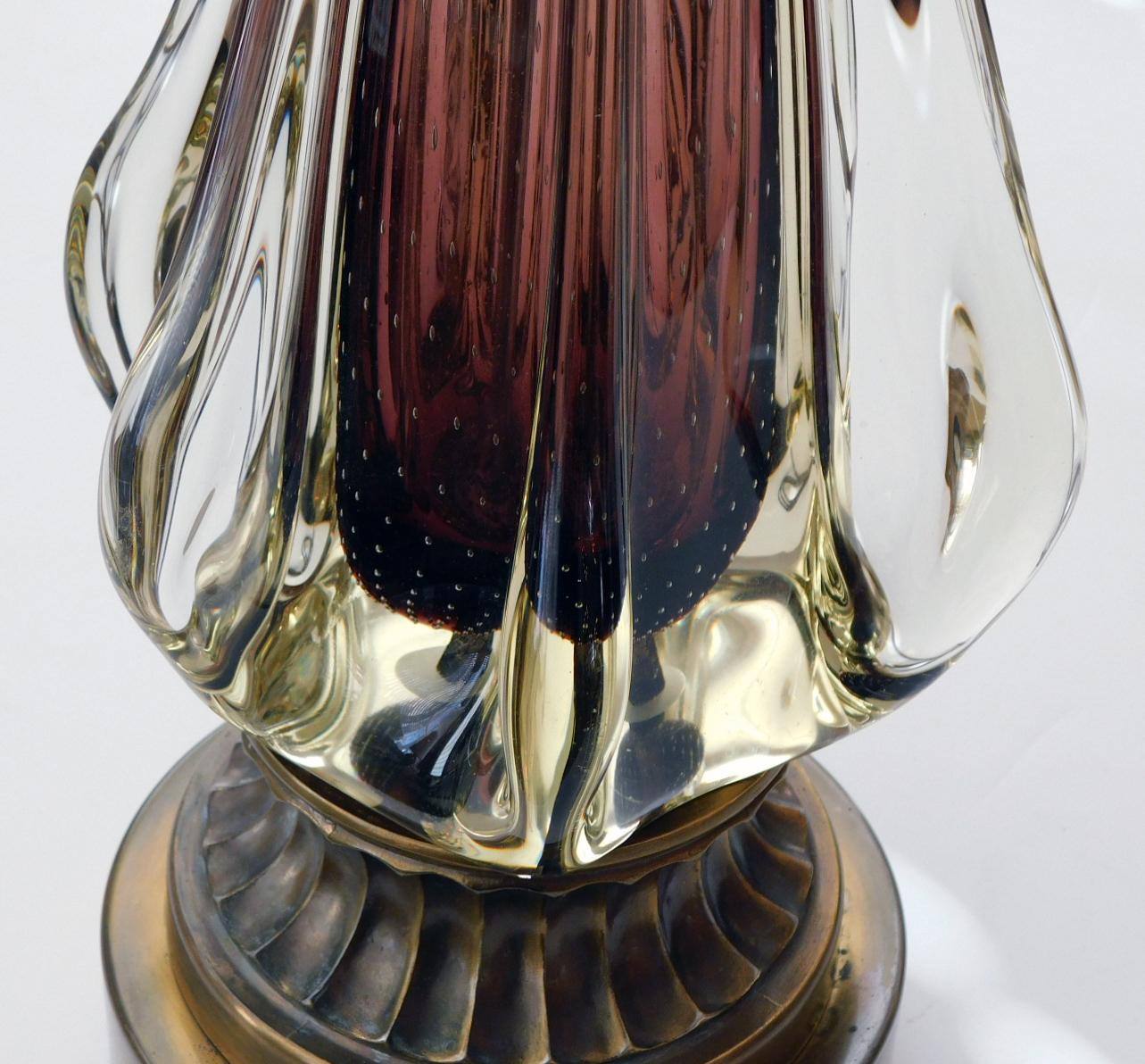 Große Lampe aus Murano, Flavio Poli für Seguso Sommerso, 1950er Jahre, Aubergine-Finish (Moderne) im Angebot