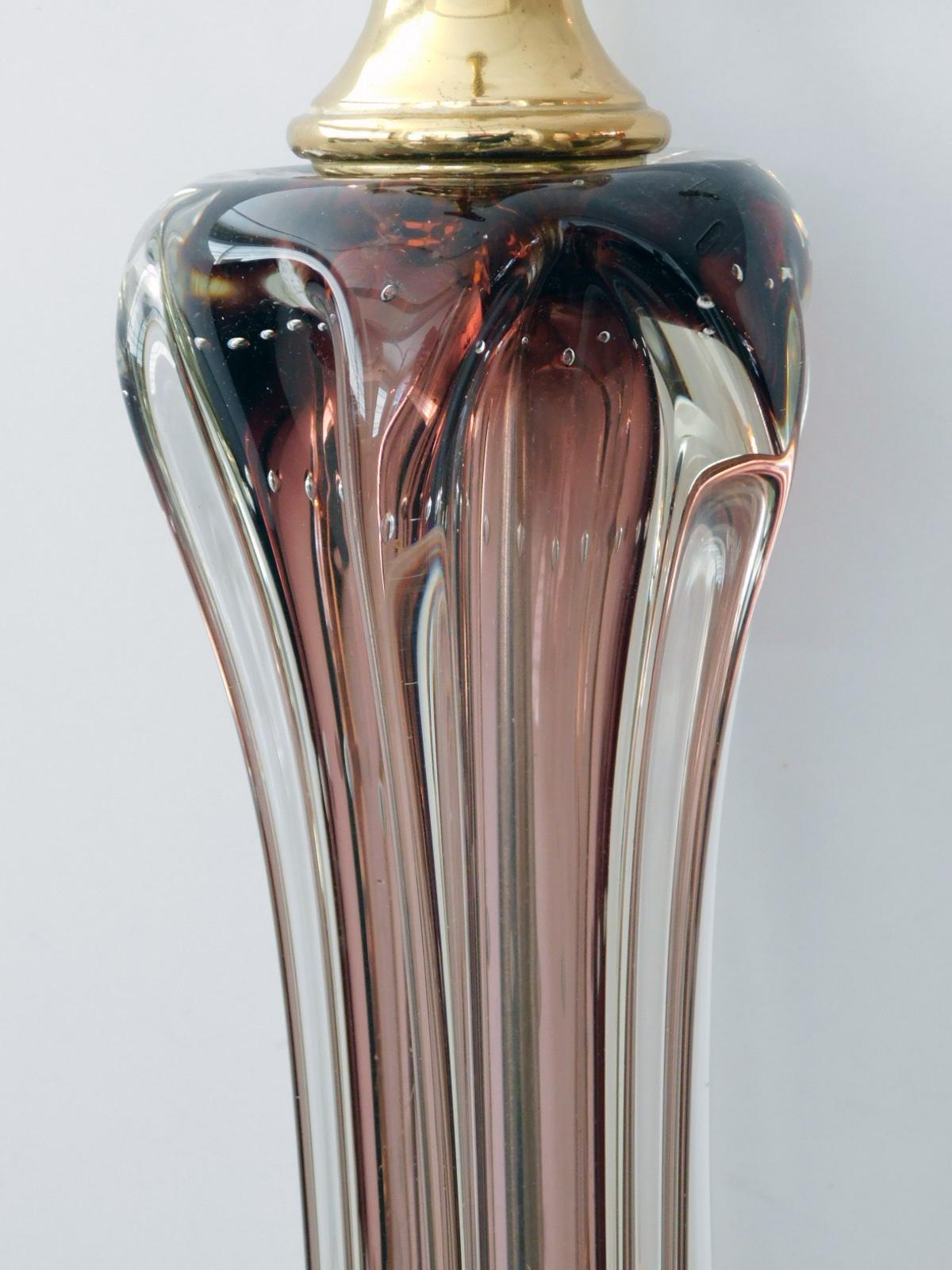 Große Lampe aus Murano, Flavio Poli für Seguso Sommerso, 1950er Jahre, Aubergine-Finish (Glaskunst) im Angebot
