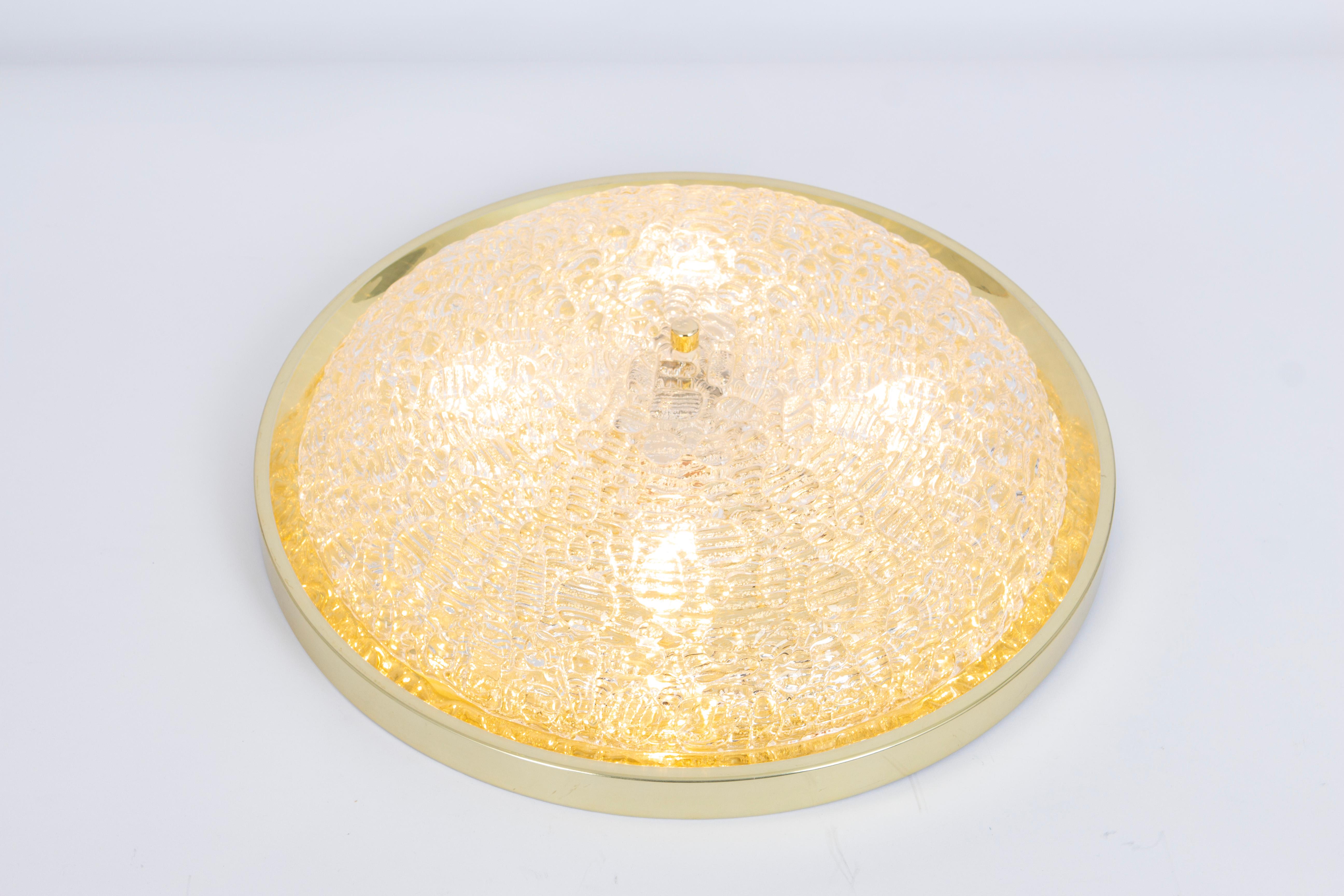 Glass Large Murano Flush Mount, by Doria, Germany, 1970s For Sale
