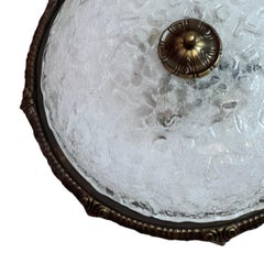 Grande lampe affleurante de Murano, verre glacé et bordure en bronze, années 1980, Allemagne