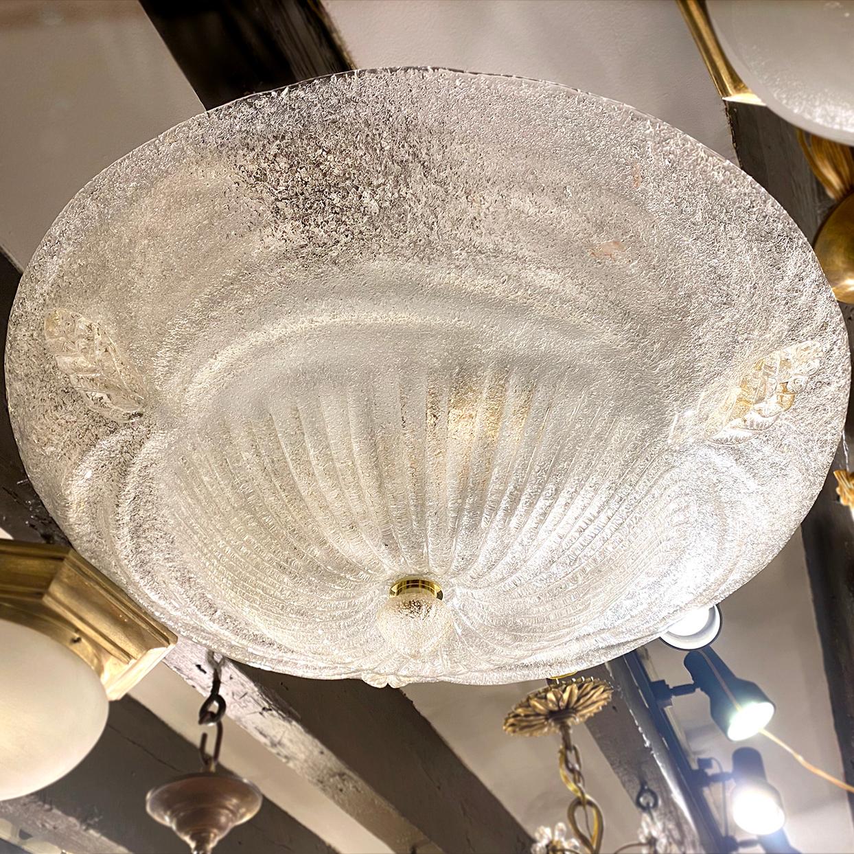 Mid-20th Century Large Murano Flush Mounted Light Fixture For Sale