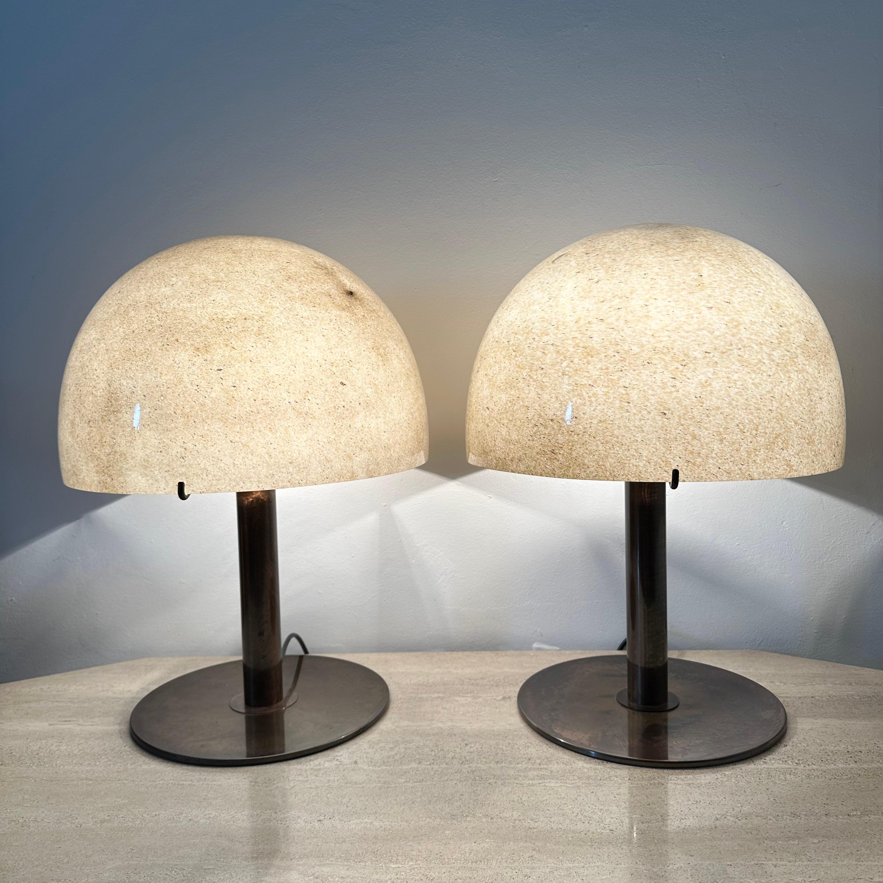 Mid-Century Modern Grande lampe de table à champignon en verre de Murano et laiton par Barovier&Toso , 1960s en vente