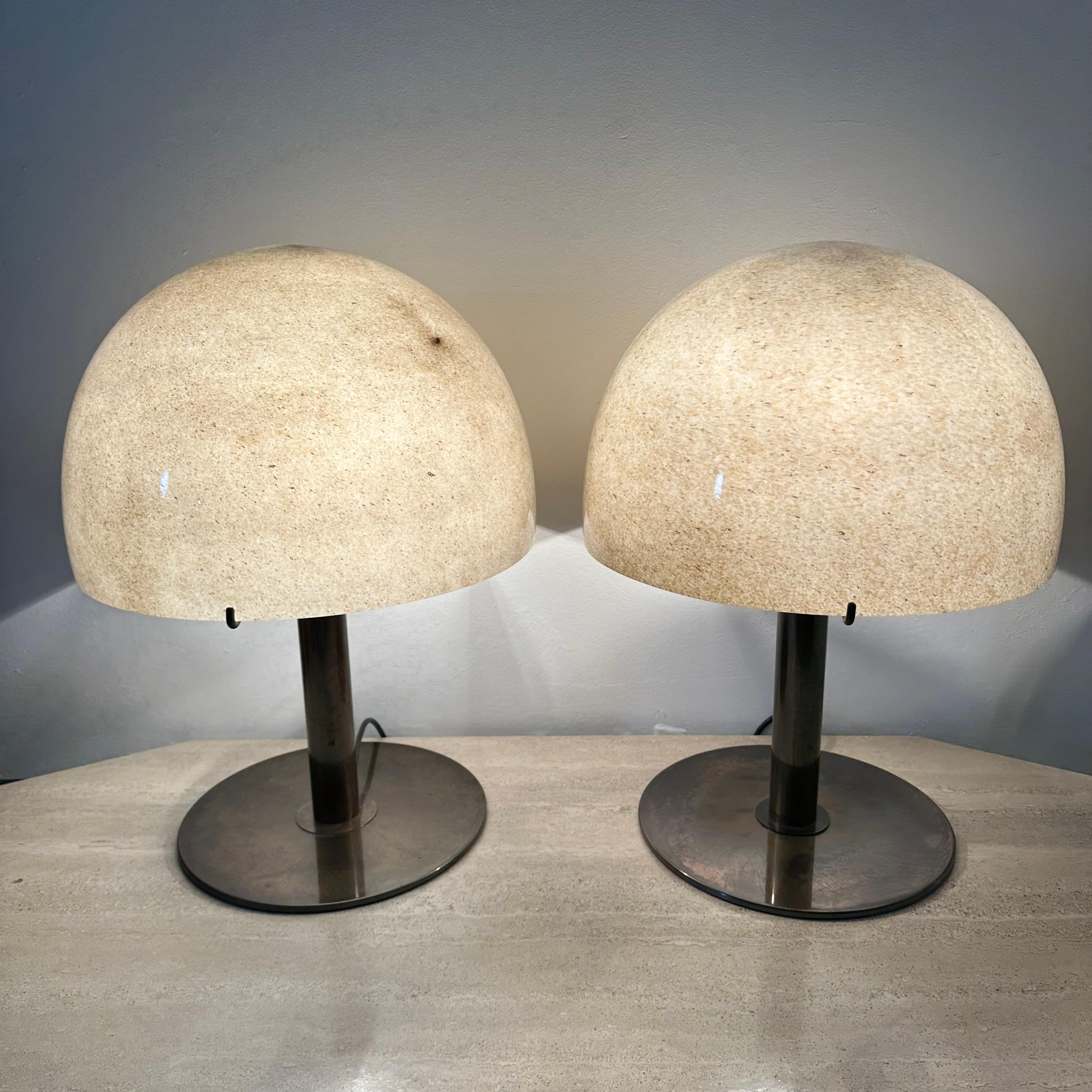 italien Grande lampe de table à champignon en verre de Murano et laiton par Barovier&Toso , 1960s en vente