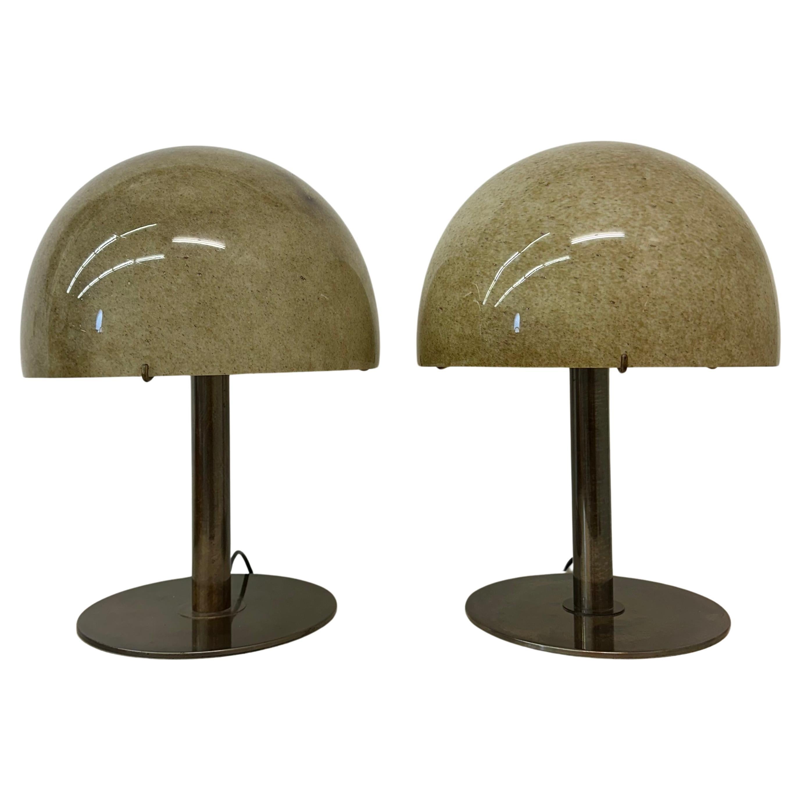 Large Murano Glas and Brass Mushroom Table Lamp by Barovier & Toso , 1960s