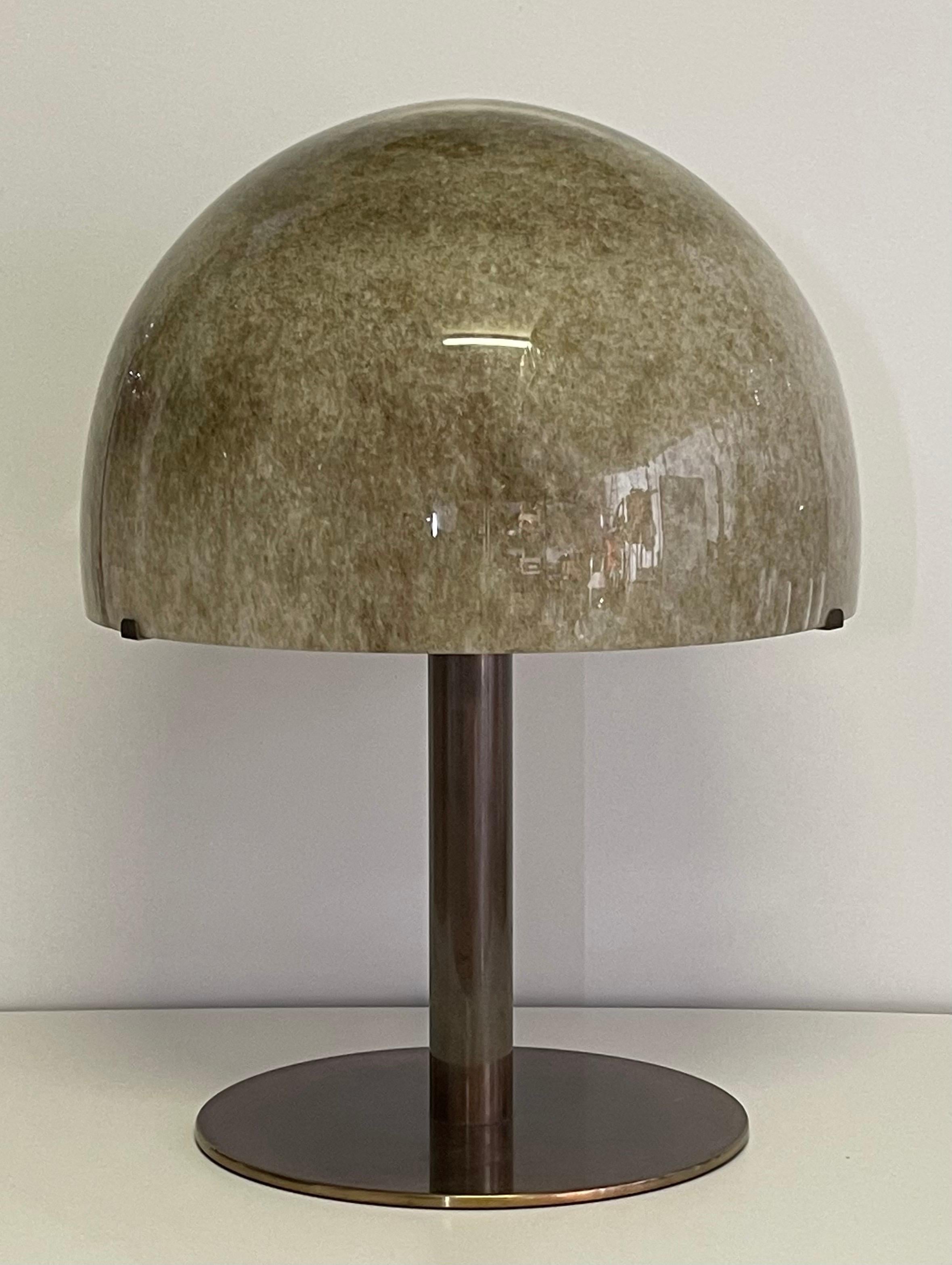 Mid-Century Modern Large Murano Glas and Brass Mushroom Table Lamp by Barovier & Toso, ca. 1960s For Sale