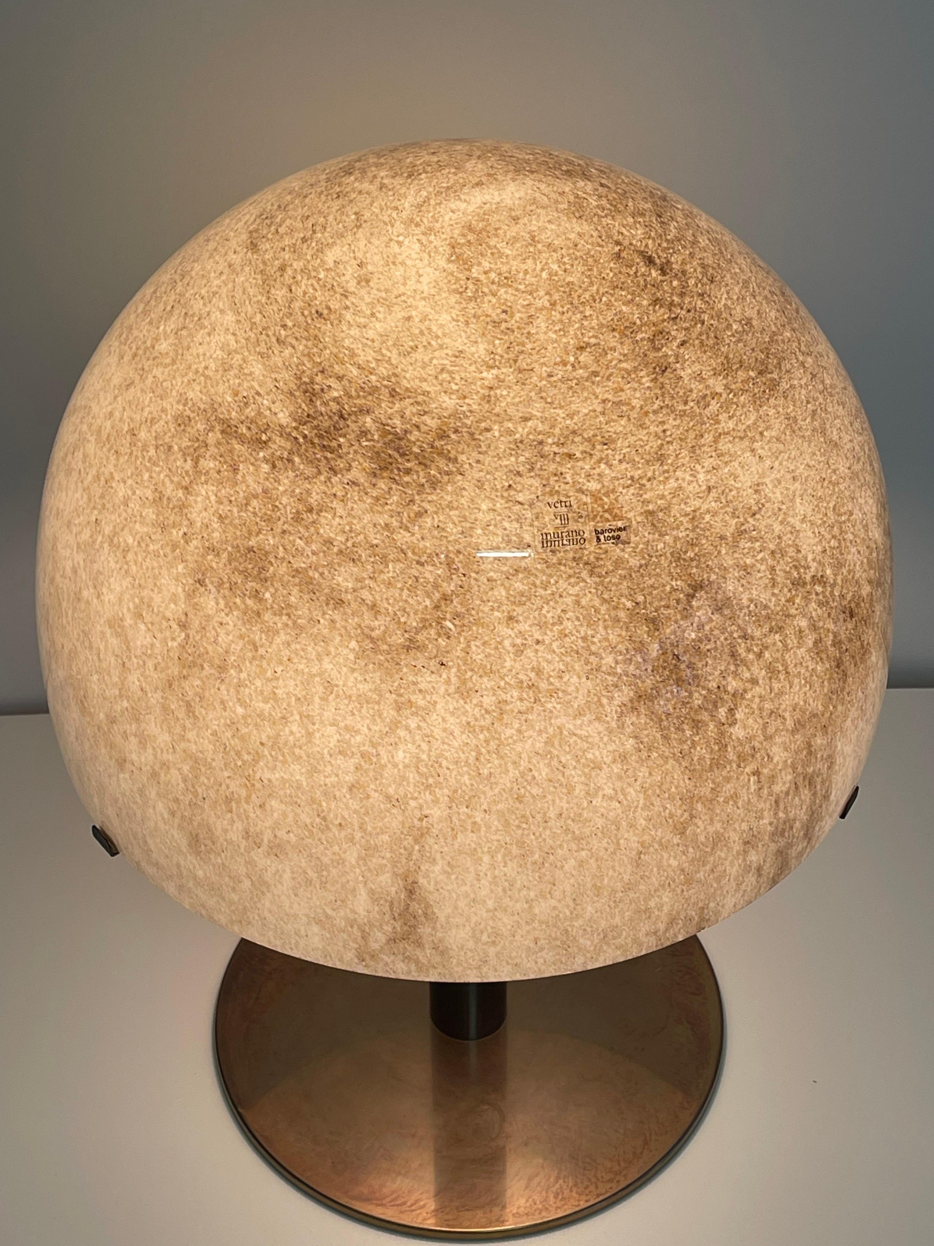 Large Murano Glas and Brass Mushroom Table Lamp by Barovier & Toso, ca. 1960s In Good Condition For Sale In Wiesbaden, Hessen