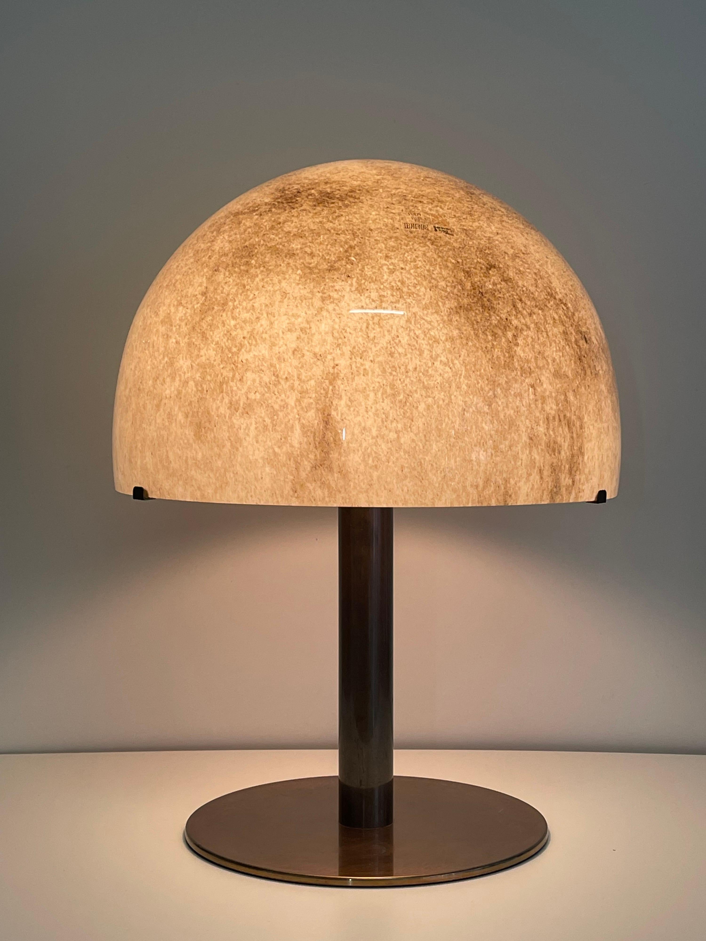 Mid-20th Century Large Murano Glas and Brass Mushroom Table Lamp by Barovier & Toso, ca. 1960s For Sale