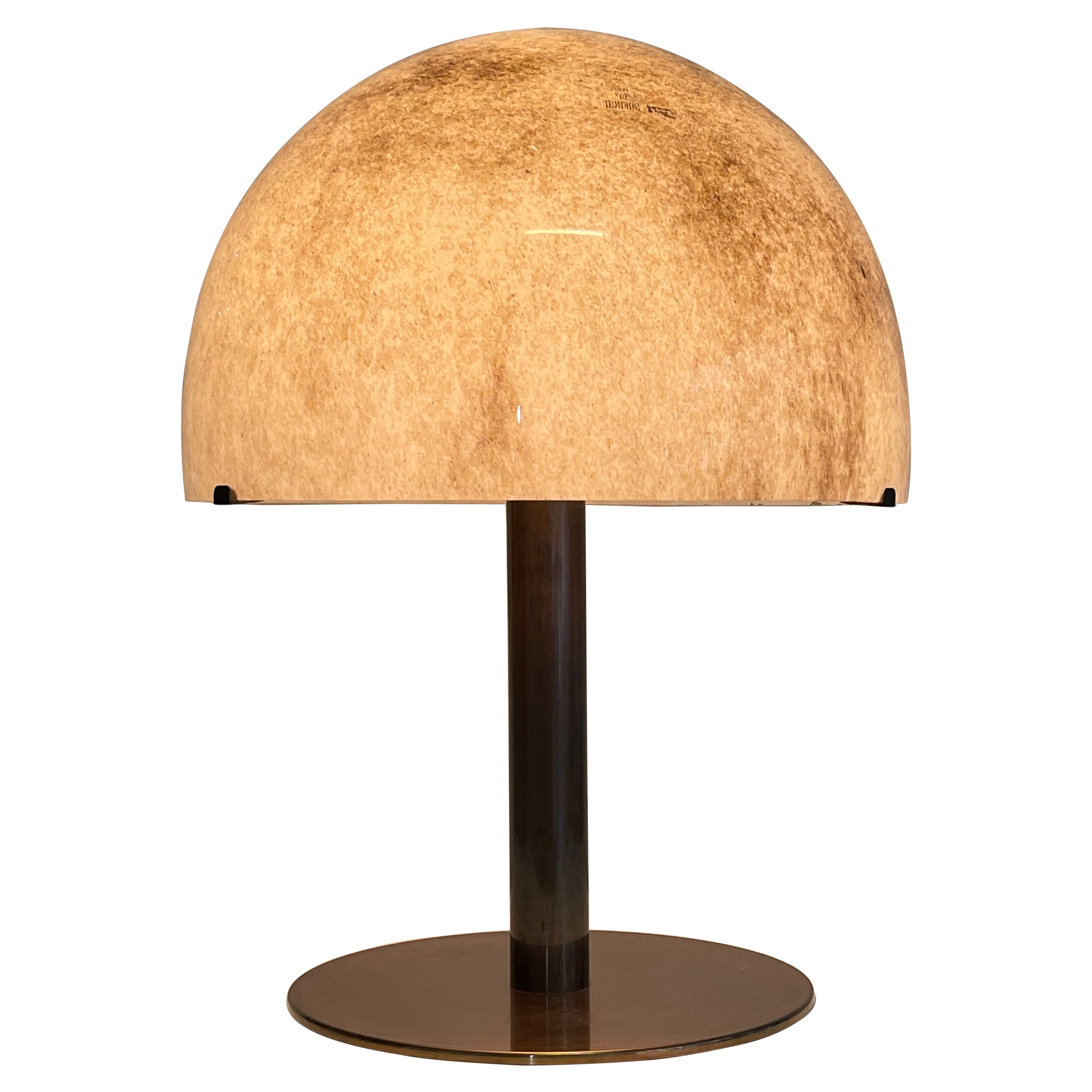 Grande lampe de bureau champignon en verre de Murano et laiton par Barovier & Toso, vers les années 1960