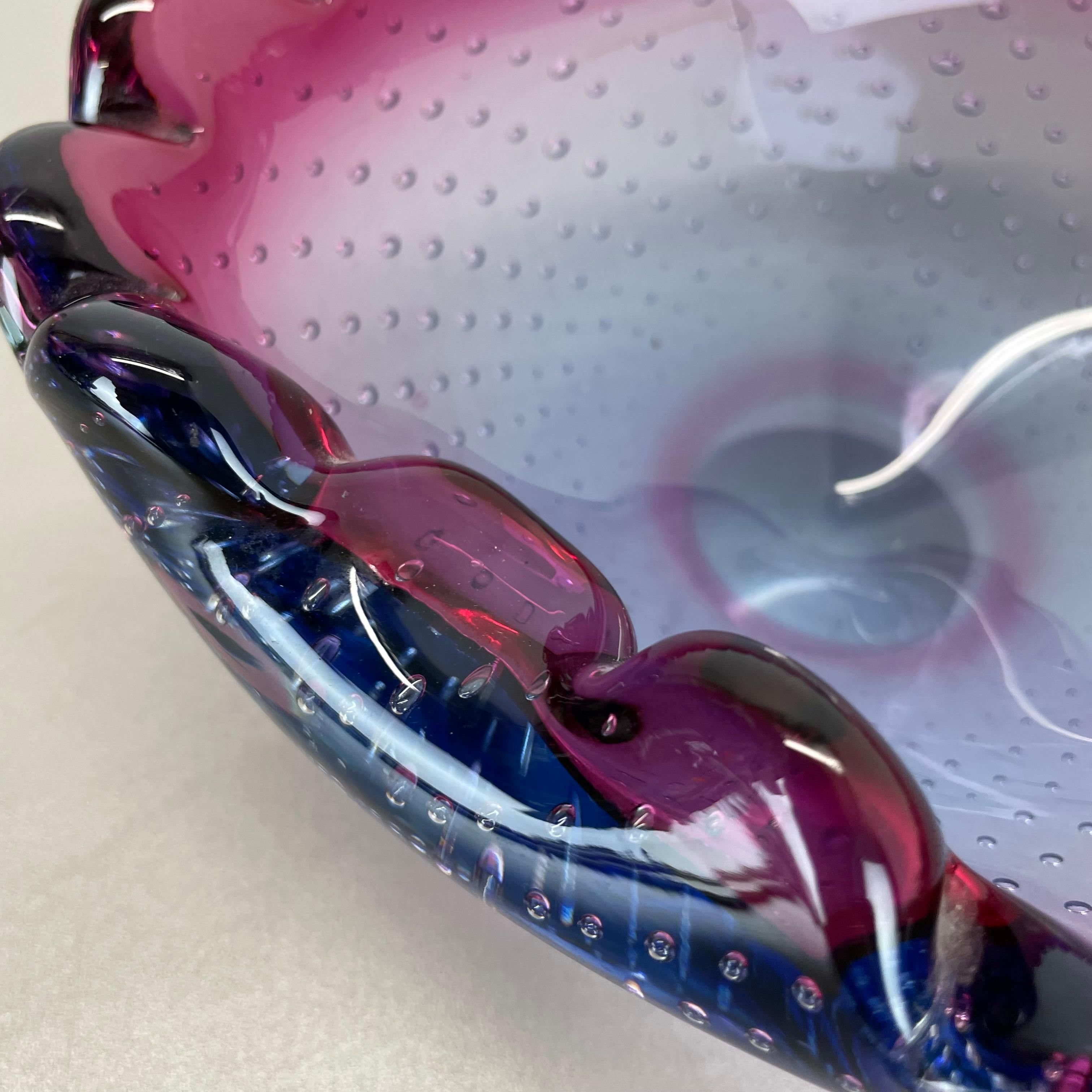 Large Murano Glass 1.2kg Bullicante PINK Bubble Bowl Element Shell, Italy, 1970s For Sale 6