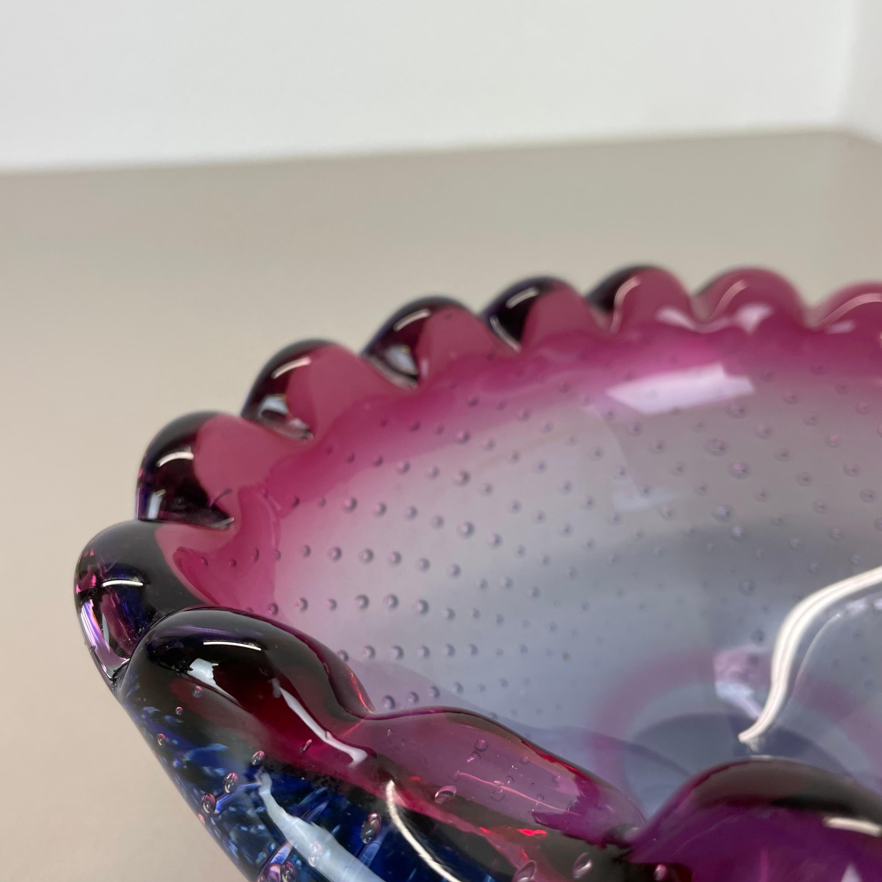 Large Murano Glass 1.2kg Bullicante PINK Bubble Bowl Element Shell, Italy, 1970s For Sale 8