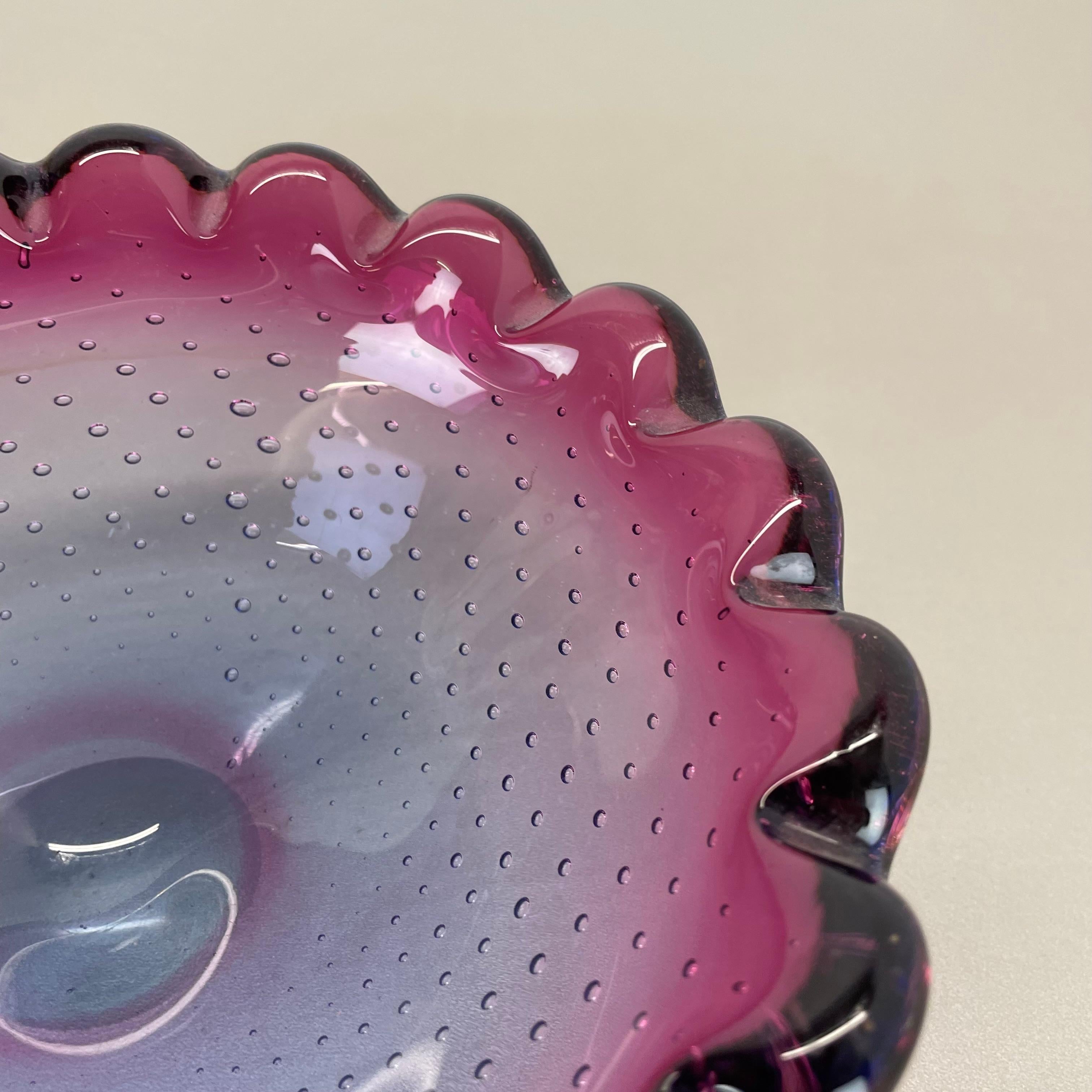 Large Murano Glass 1.2kg Bullicante PINK Bubble Bowl Element Shell, Italy, 1970s For Sale 10