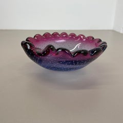 Large Murano Glass 1.2kg Bullicante PINK Bubble Bowl Element Shell, Italy, 1970s