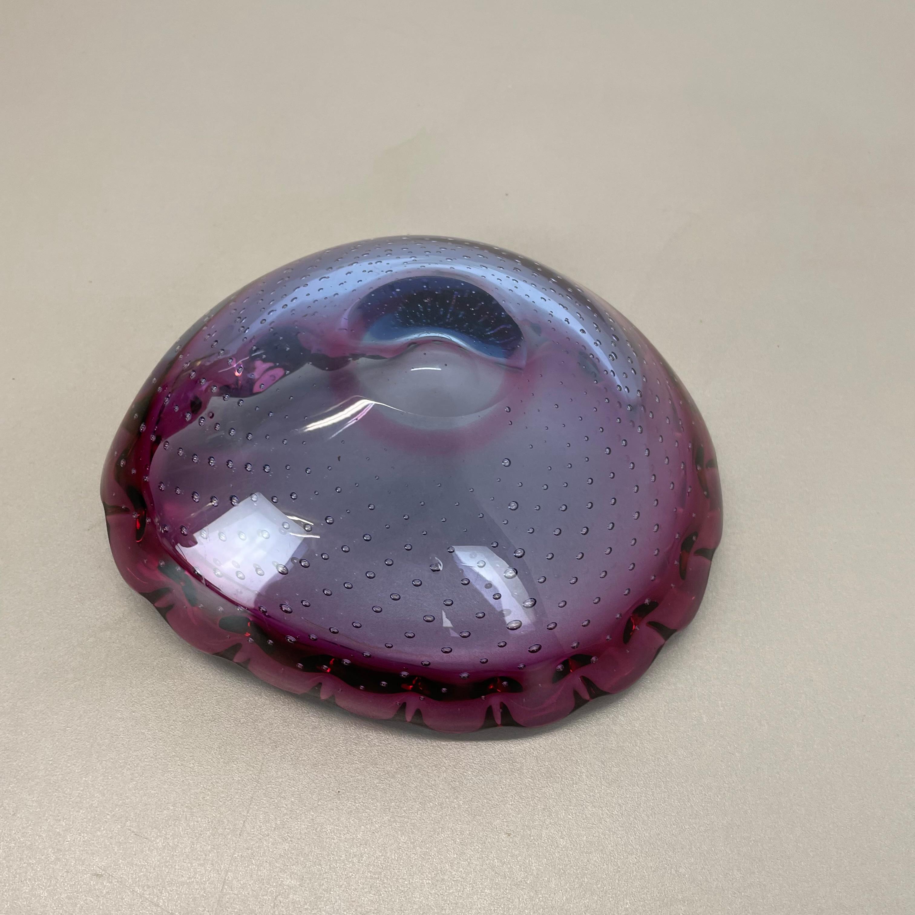 Large Murano Glass 1.2kg Bullicante PINK Bubble Bowl Element Shell, Italy, 1970s For Sale 14