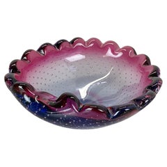 Large Murano Glass 1.2kg Bullicante PINK Bubble Bowl Element Shell, Italy, 1970s