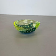 Large Murano Glass 1.3kg Bubble yellow Bubble Bowl Element Shell Italy 1970s