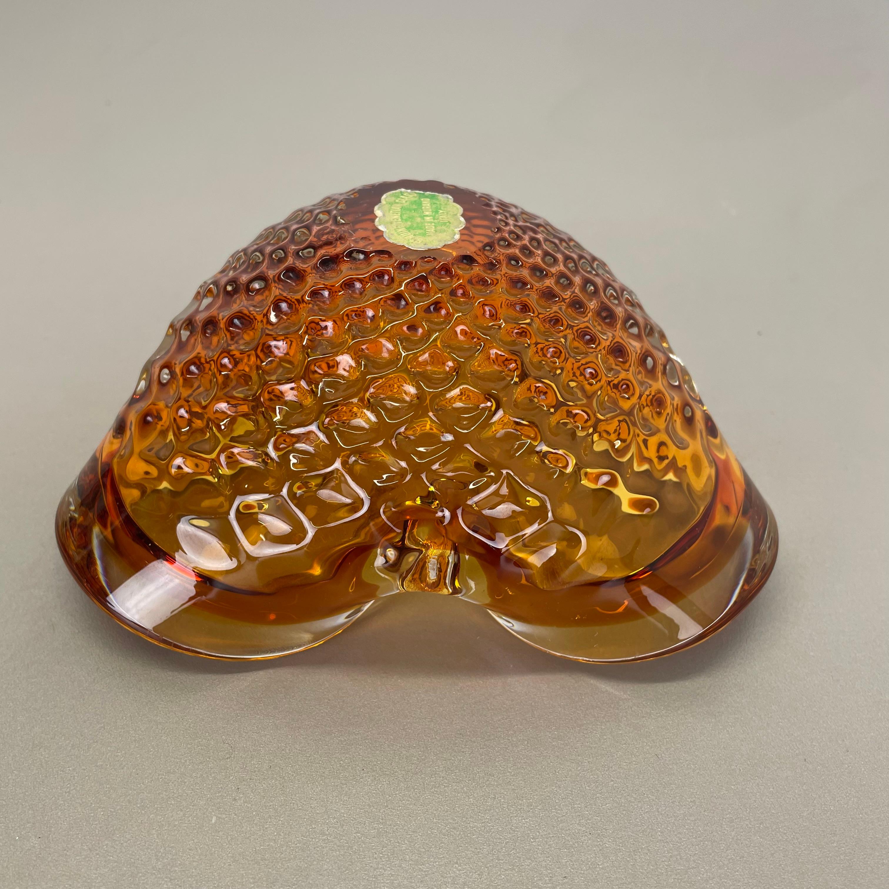 Grande ciotola in vetro di Murano da 1 kg con elemento a bolle d'aria conchiglia Italia anni '70 in vendita 7